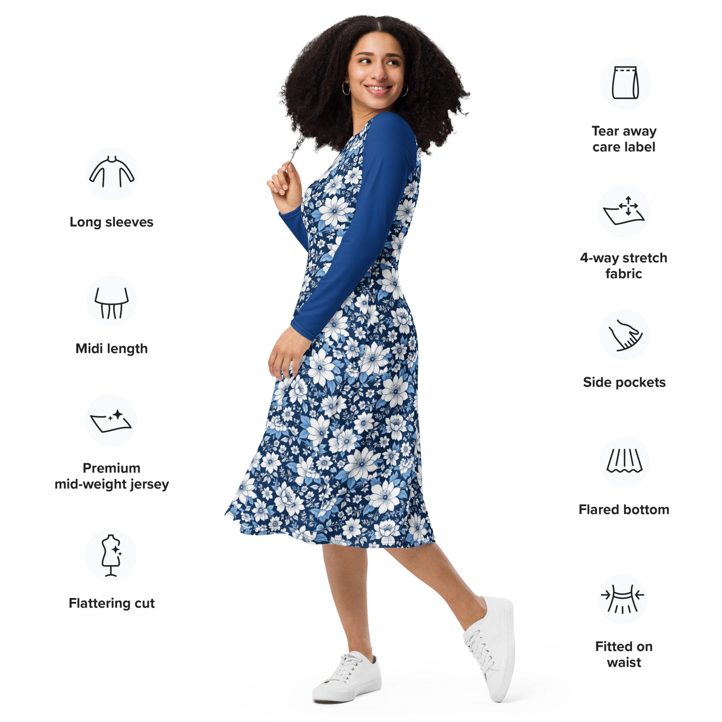 HOMAIX Robe manches longues aux Petites Fleurs Printanières