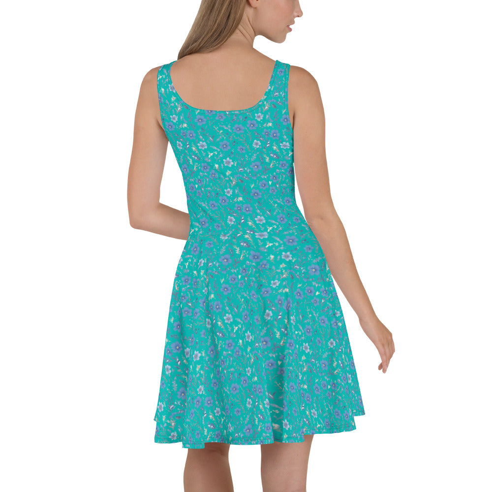 HOMAIX Robe Patineuse Bleu Marine Parsemée de Fleurs Délicates