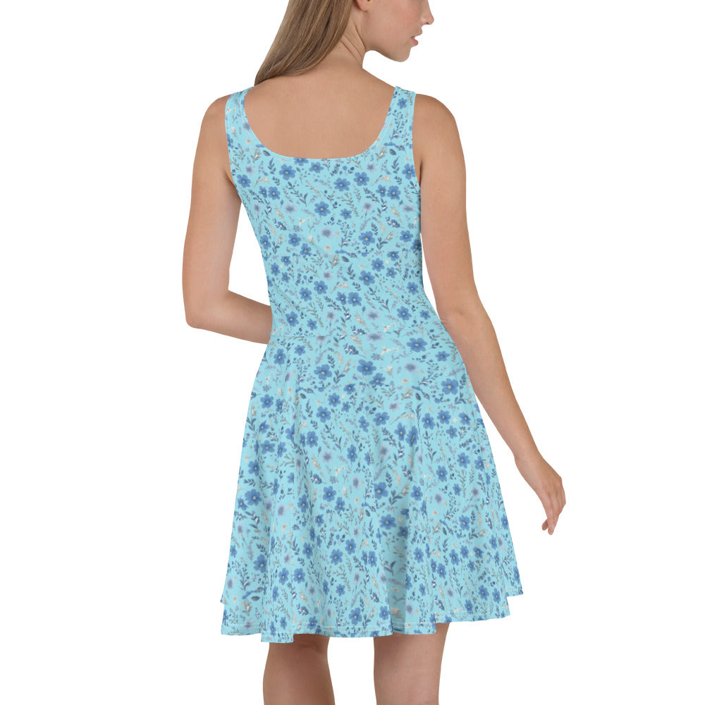 HOMAIX Robe Patineuse Bleu blizzard Parsemée de Fleurs Délicates