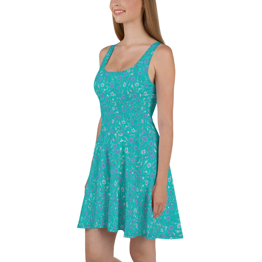 HOMAIX Robe Patineuse Bleu Marine Parsemée de Fleurs Délicates