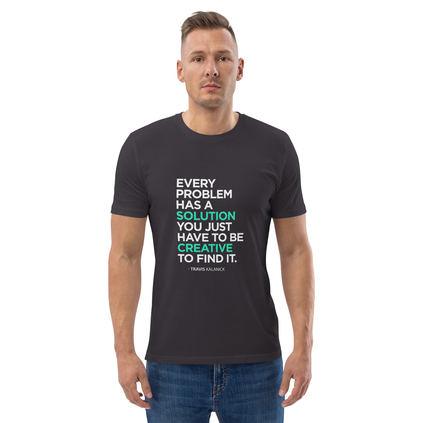 HOMAIX T-shirt unisexe en coton biologique avec message inspirant "Every problem has a solution"
