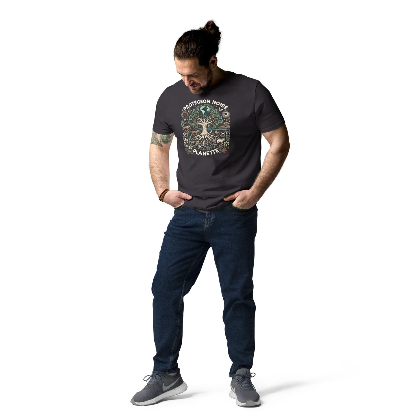 HOMAIX T-shirt unisexe en coton biologique avec design "Protégeons notre planète"