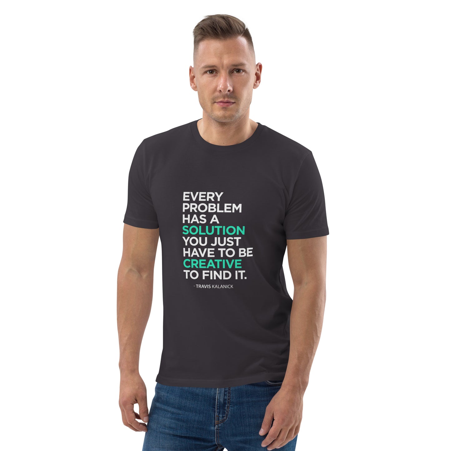HOMAIX T-shirt unisexe en coton biologique avec message inspirant "Every problem has a solution"