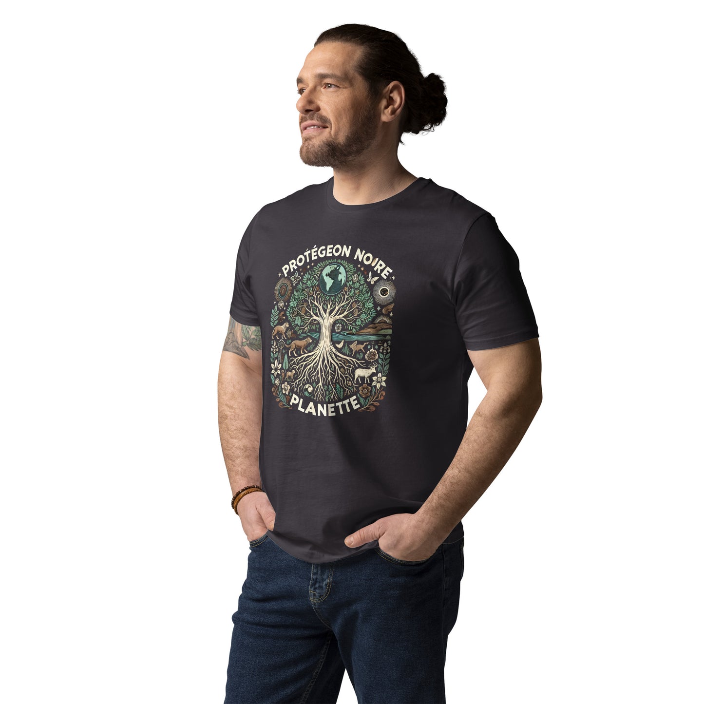 HOMAIX T-shirt unisexe en coton biologique avec design "Protégeons notre planète"
