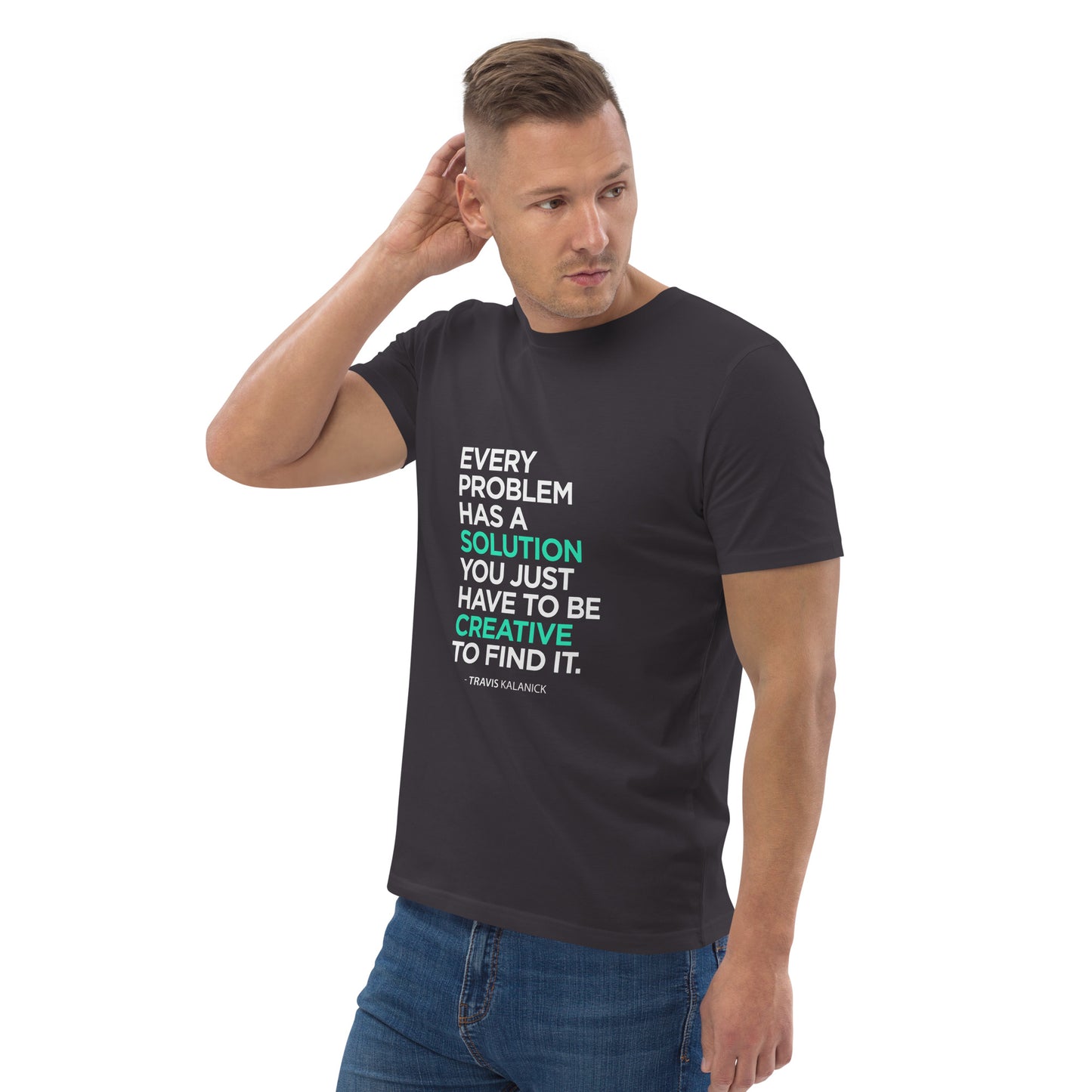 HOMAIX T-shirt unisexe en coton biologique avec message inspirant "Every problem has a solution"
