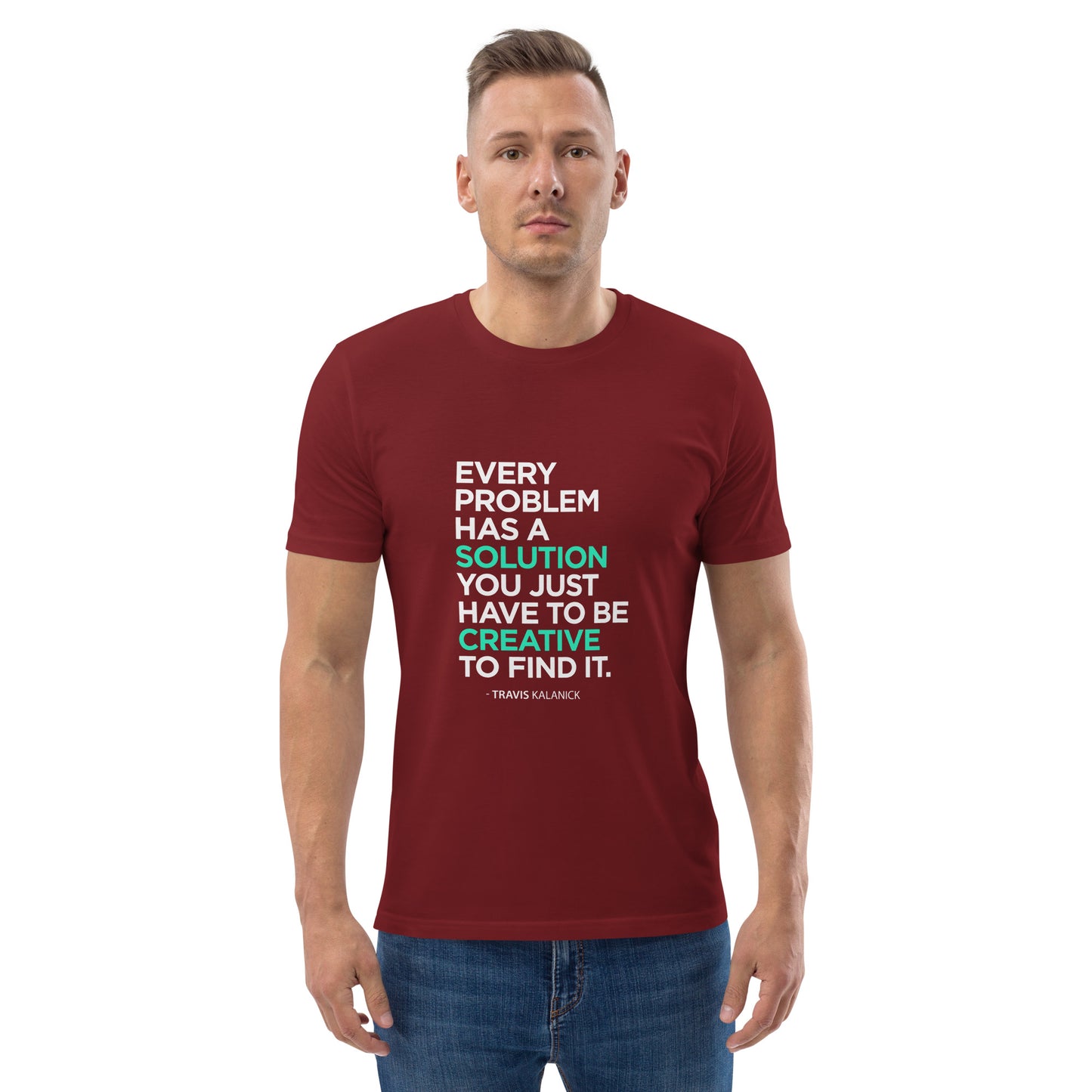 HOMAIX T-shirt unisexe en coton biologique avec message inspirant "Every problem has a solution"