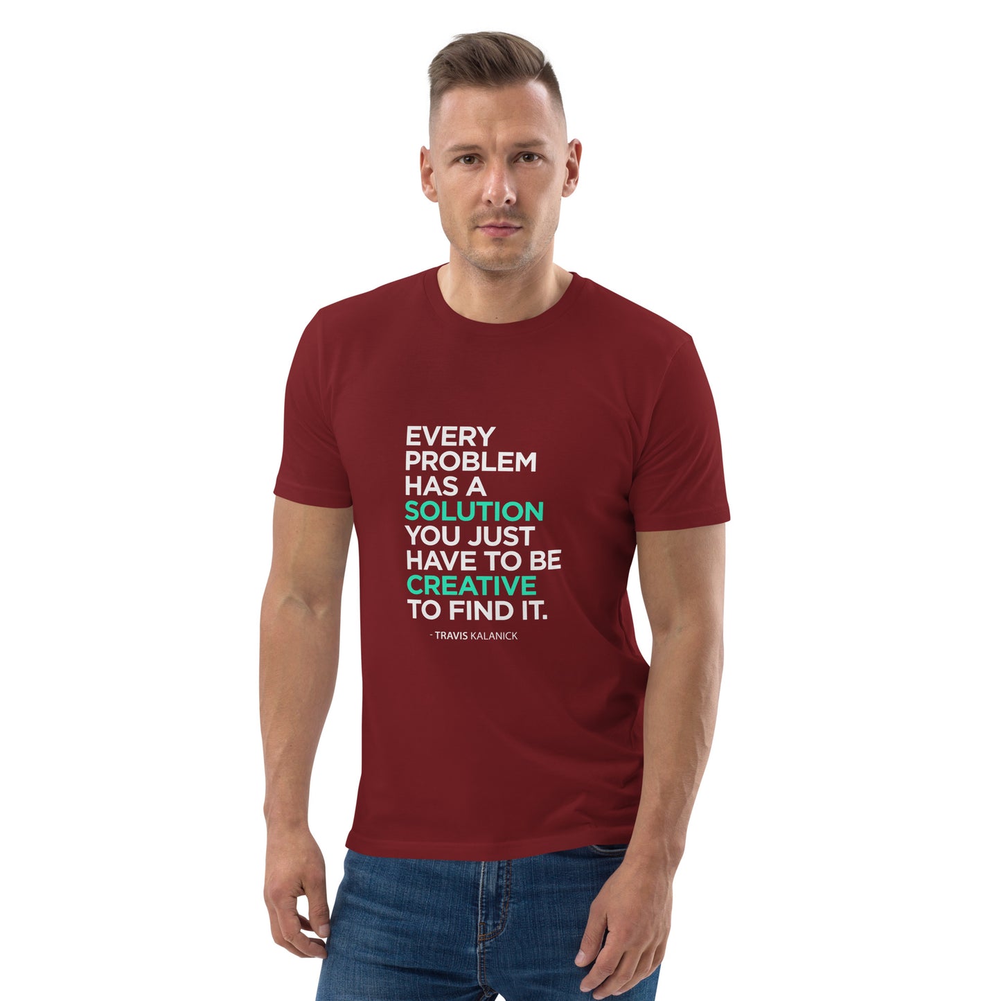 HOMAIX T-shirt unisexe en coton biologique avec message inspirant "Every problem has a solution"