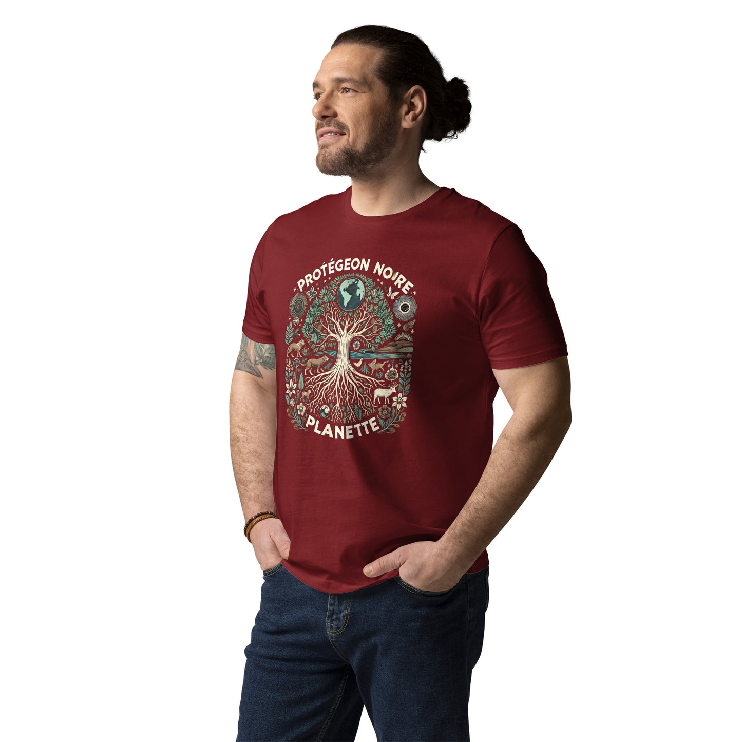 HOMAIX T-shirt unisexe en coton biologique avec design "Protégeons notre planète"
