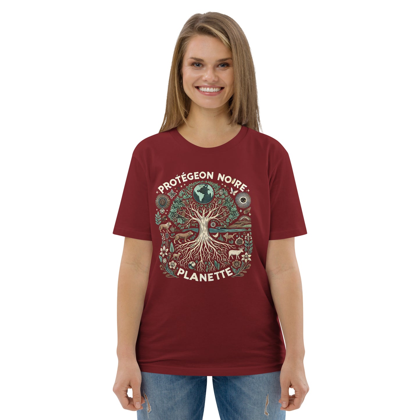 HOMAIX T-shirt unisexe en coton biologique avec design "Protégeons notre planète"