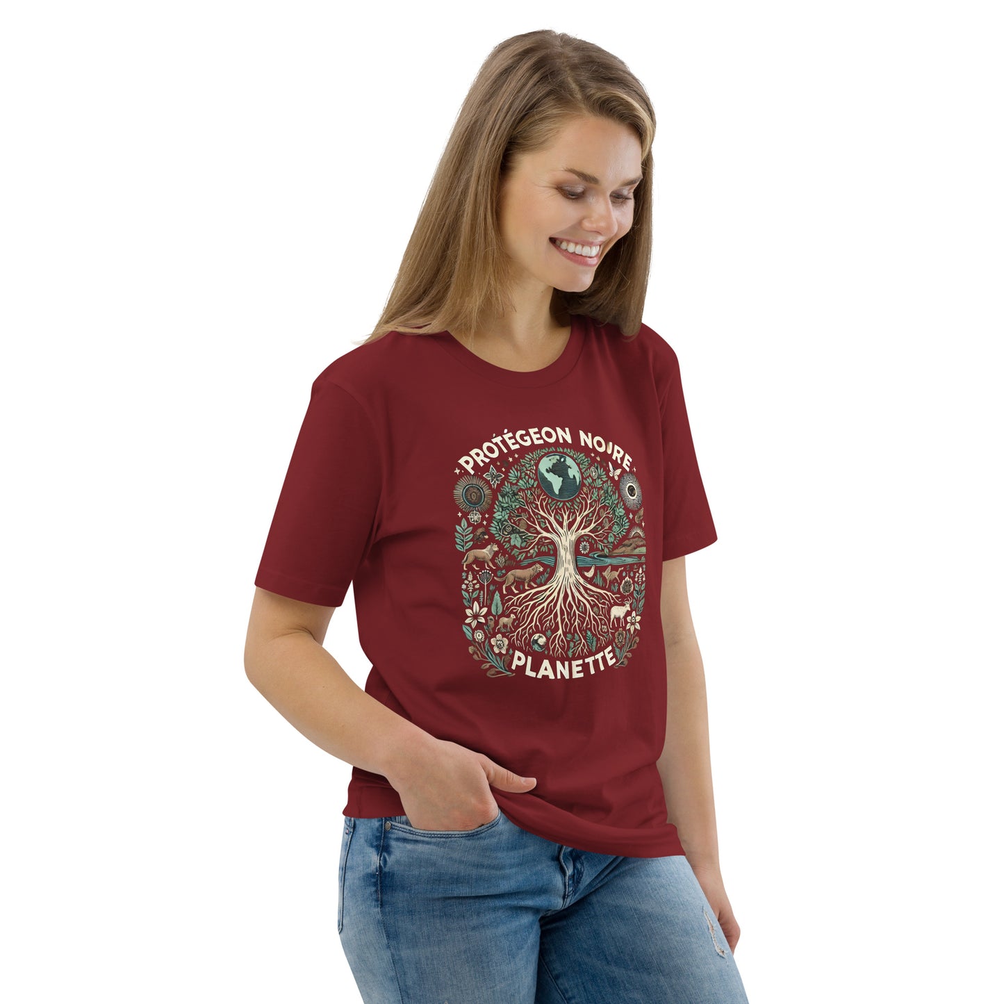 HOMAIX T-shirt unisexe en coton biologique avec design "Protégeons notre planète"