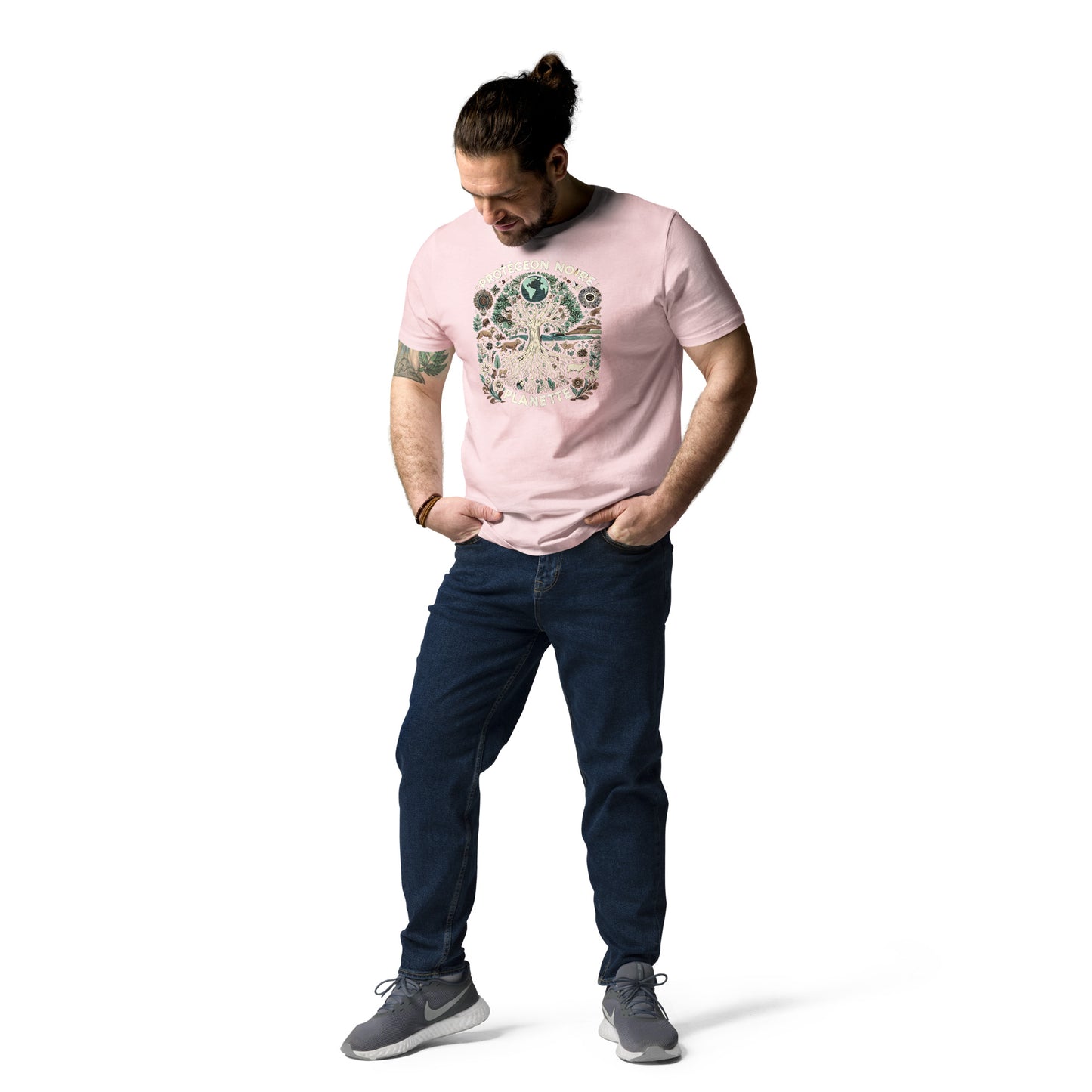 HOMAIX T-shirt unisexe en coton biologique avec design "Protégeons notre planète"
