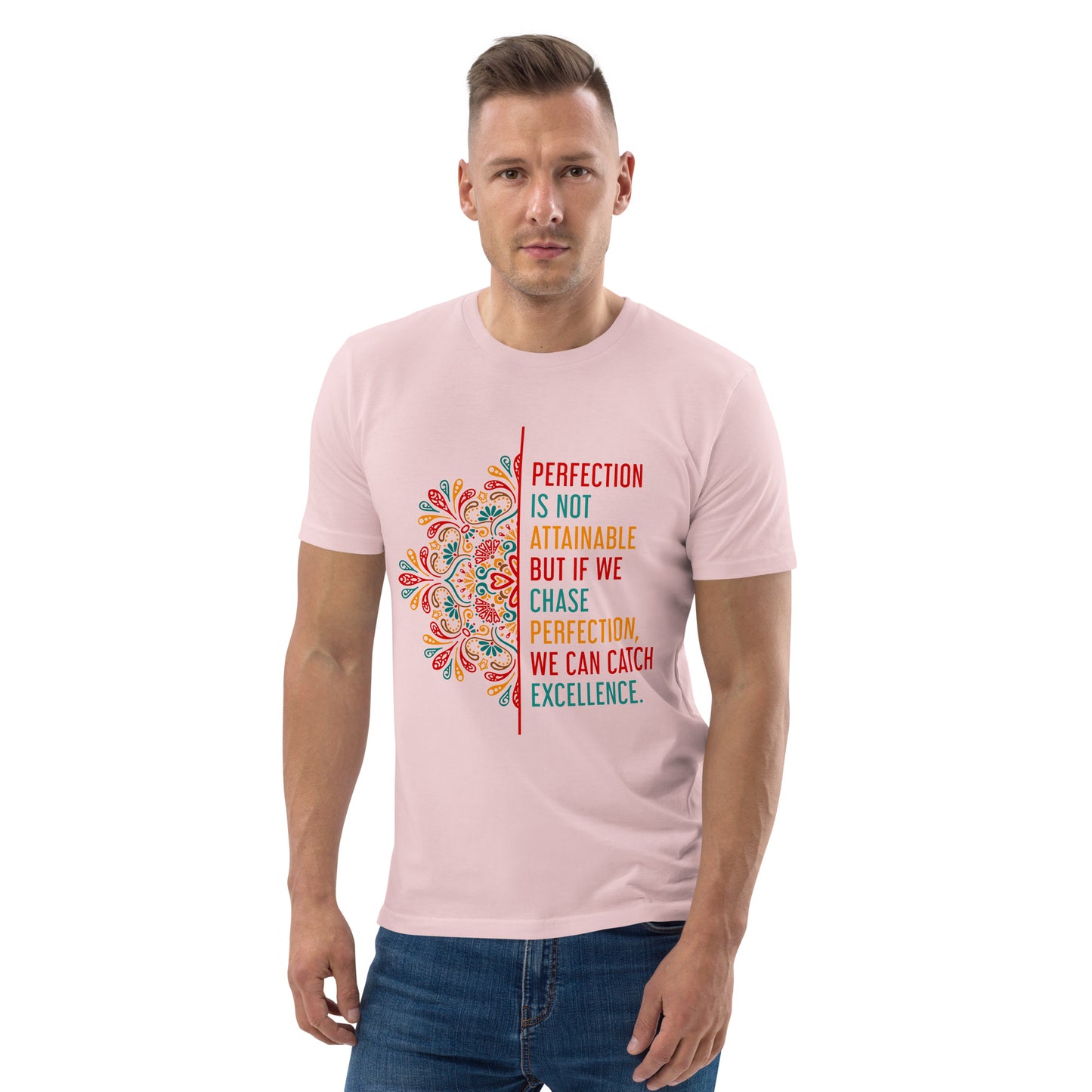 HOMAIX T-shirt unisexe en coton biologique avec message inspirant "Perfection is not attainable"