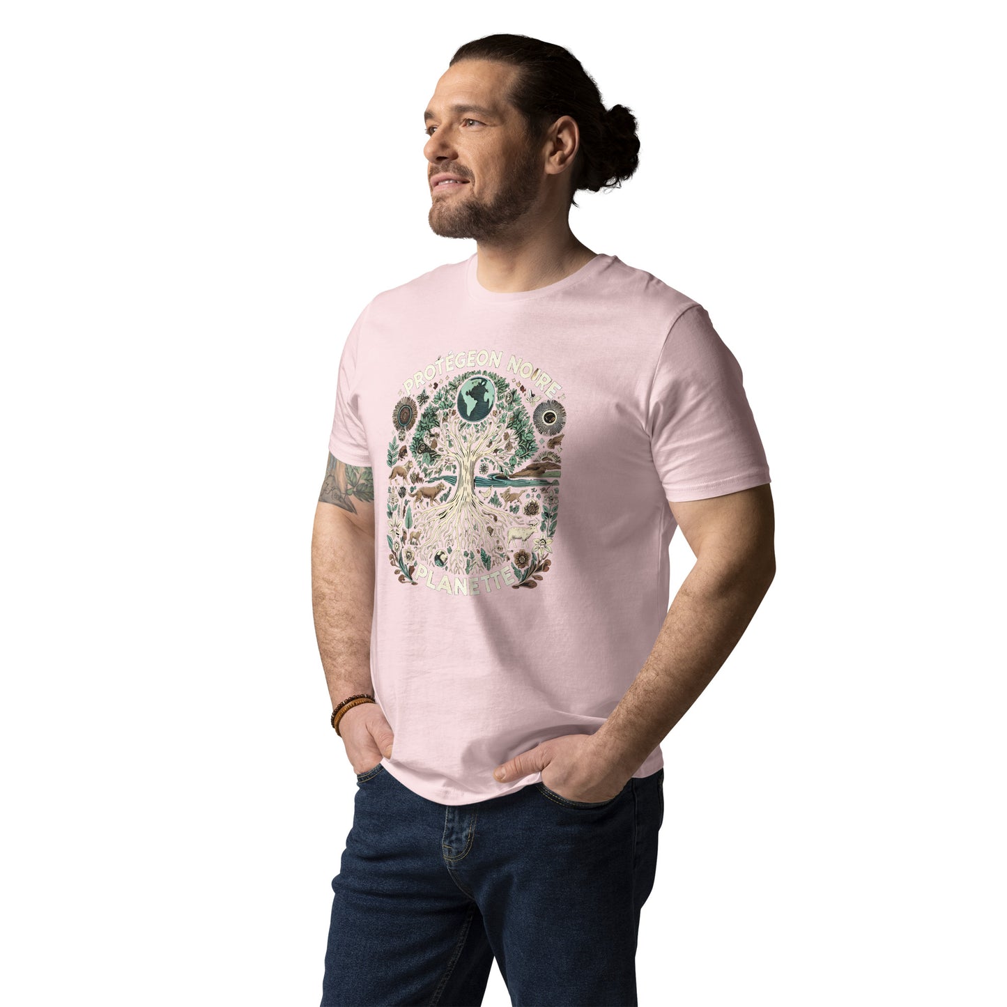 HOMAIX T-shirt unisexe en coton biologique avec design "Protégeons notre planète"