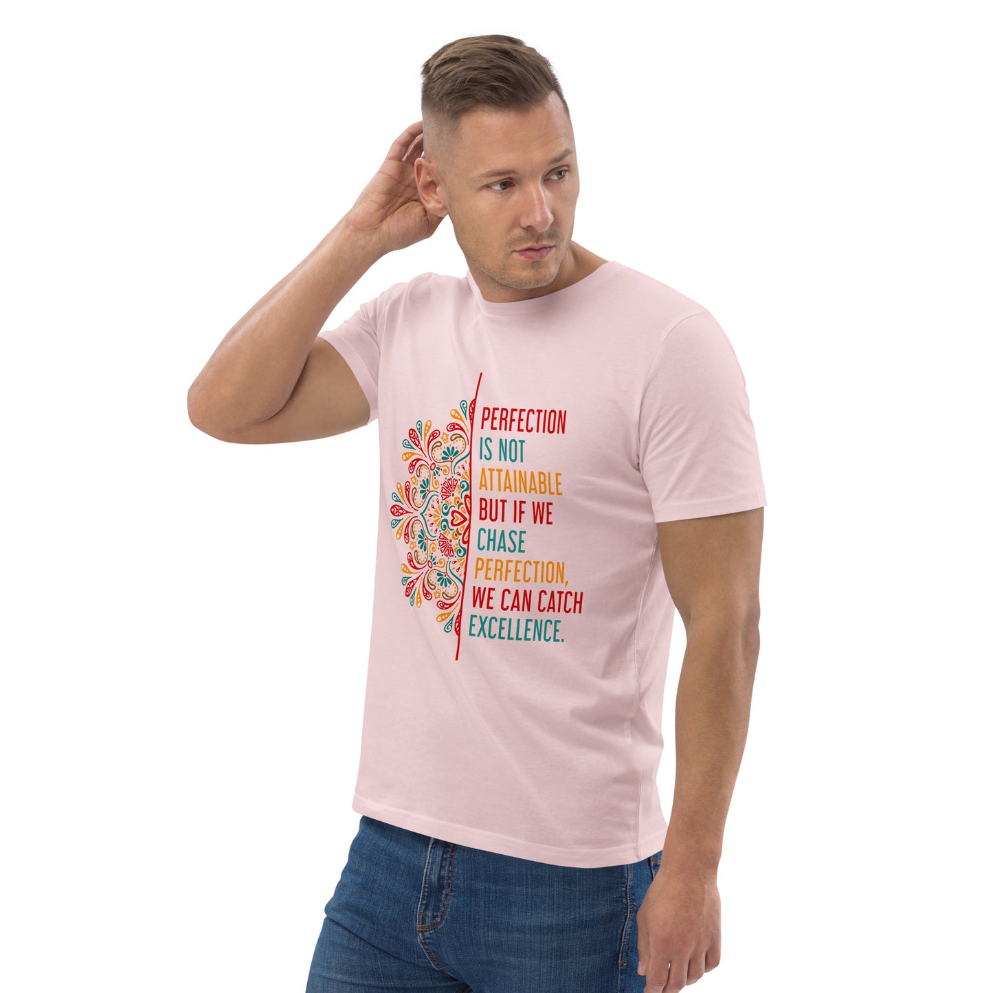HOMAIX T-shirt unisexe en coton biologique avec message inspirant "Perfection is not attainable"