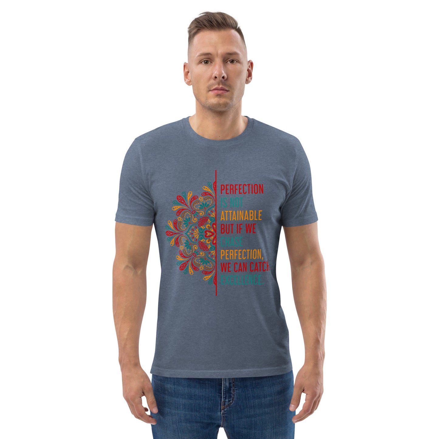 HOMAIX T-shirt unisexe en coton biologique avec message inspirant "Perfection is not attainable"