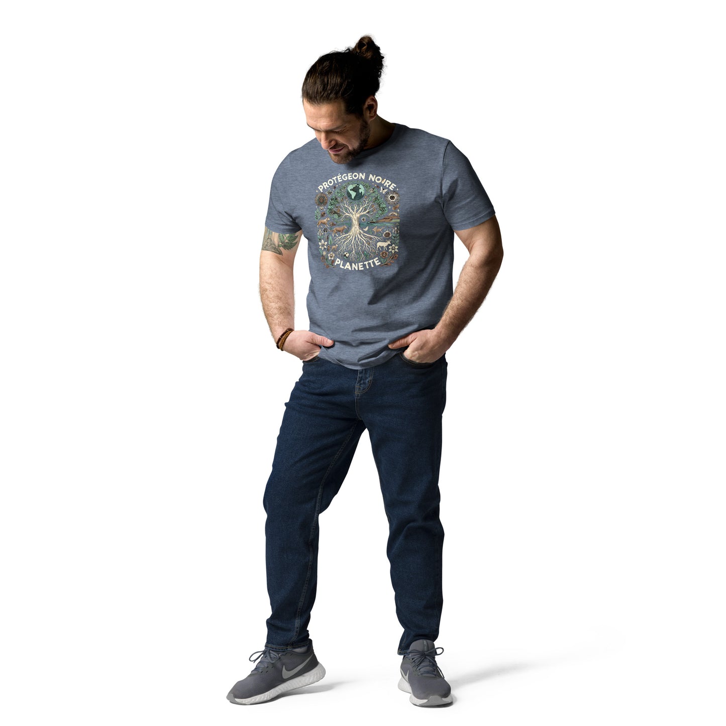 HOMAIX T-shirt unisexe en coton biologique avec design "Protégeons notre planète"