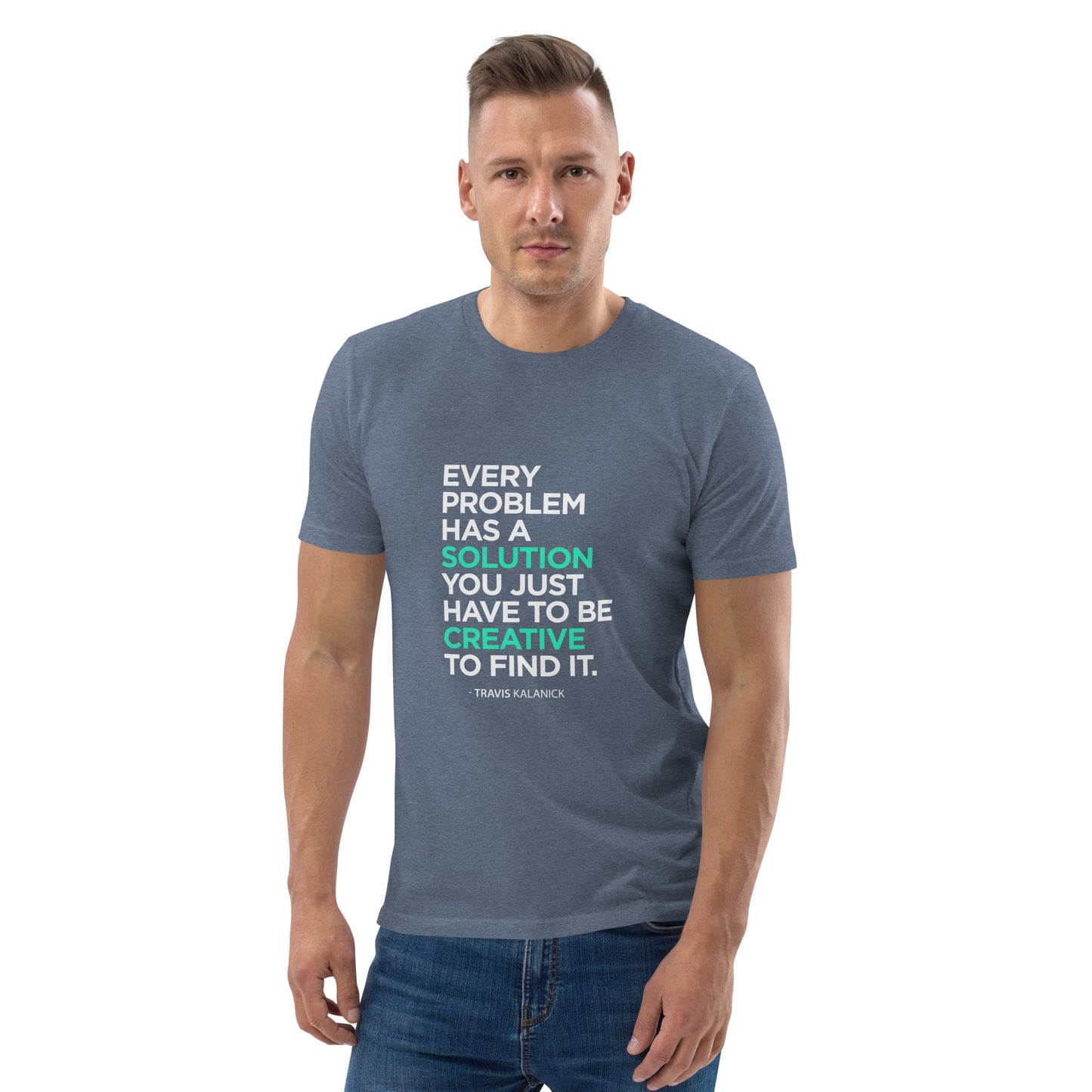 HOMAIX T-shirt unisexe en coton biologique avec message inspirant "Every problem has a solution"