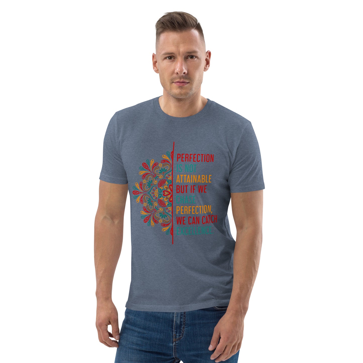 HOMAIX T-shirt unisexe en coton biologique avec message inspirant "Perfection is not attainable"