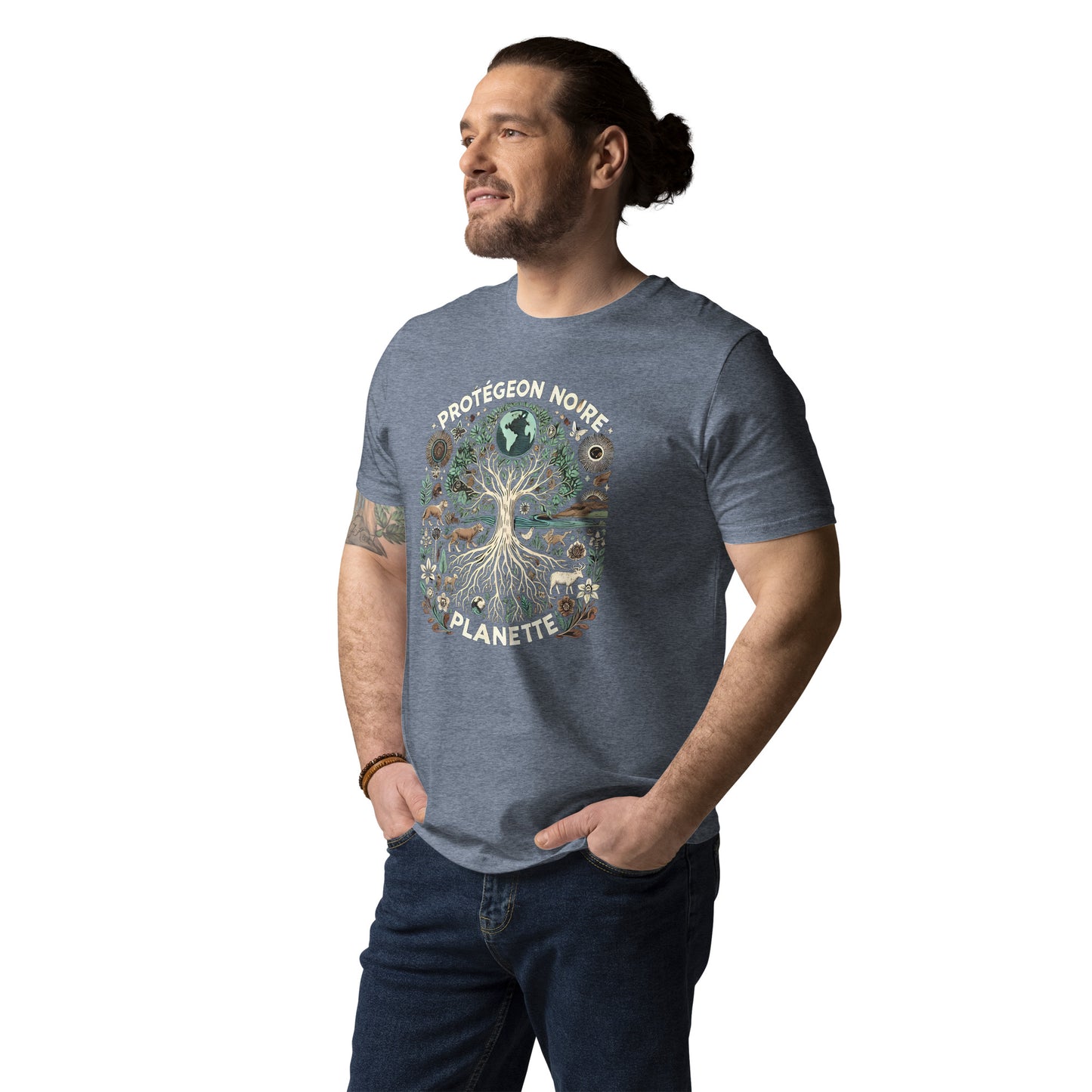 HOMAIX T-shirt unisexe en coton biologique avec design "Protégeons notre planète"
