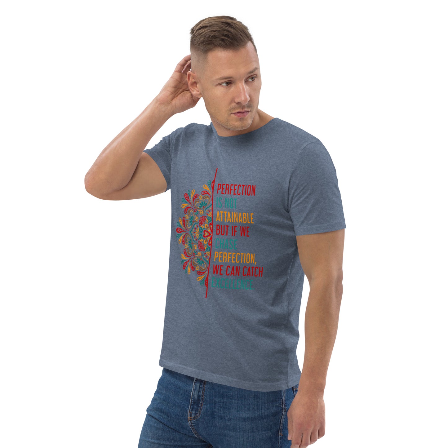 HOMAIX T-shirt unisexe en coton biologique avec message inspirant "Perfection is not attainable"
