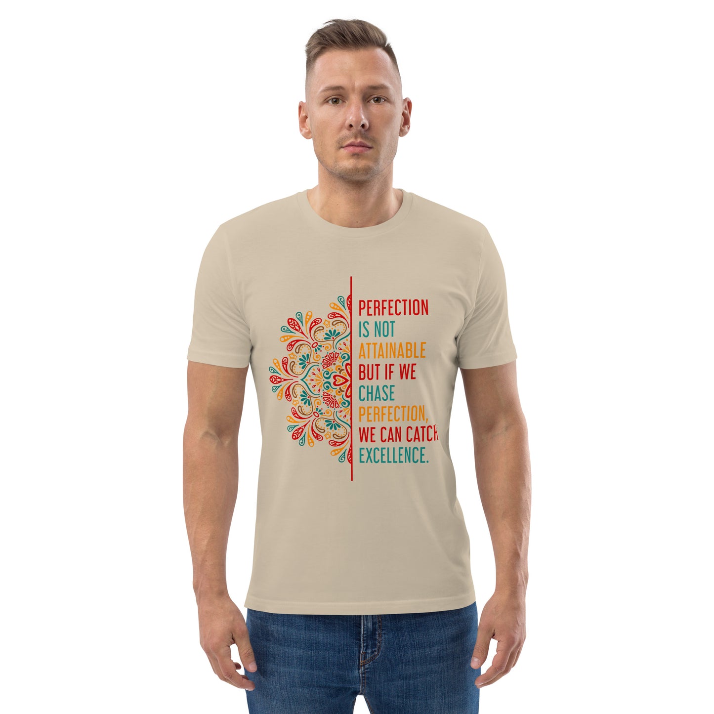 HOMAIX T-shirt unisexe en coton biologique avec message inspirant "Perfection is not attainable"