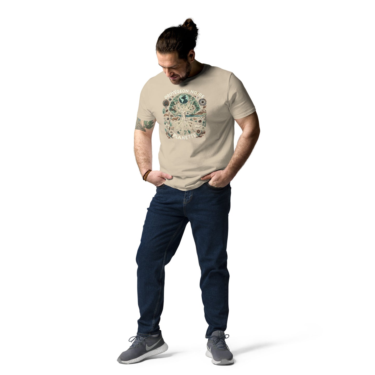 HOMAIX T-shirt unisexe en coton biologique avec design "Protégeons notre planète"