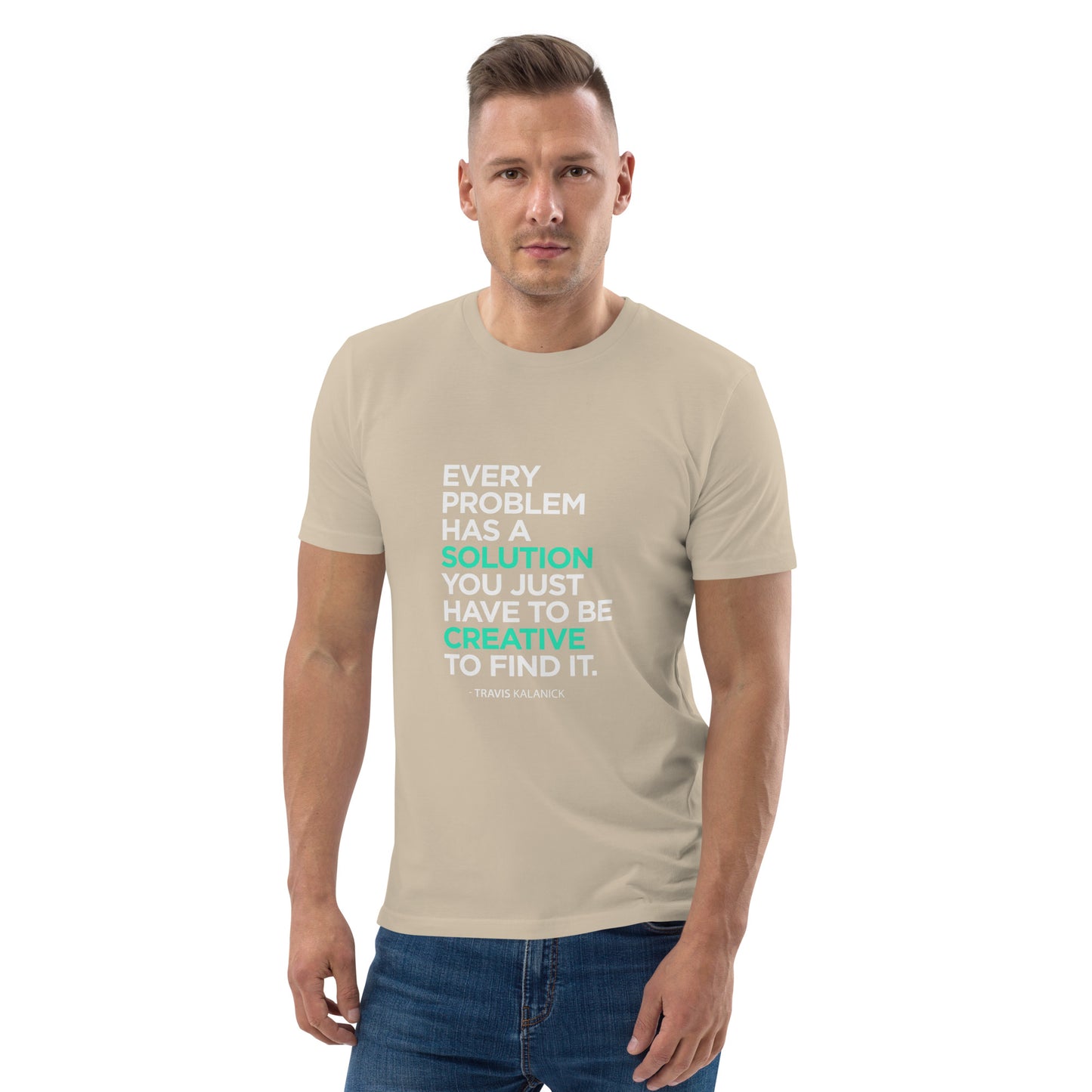 HOMAIX T-shirt unisexe en coton biologique avec message inspirant "Every problem has a solution"