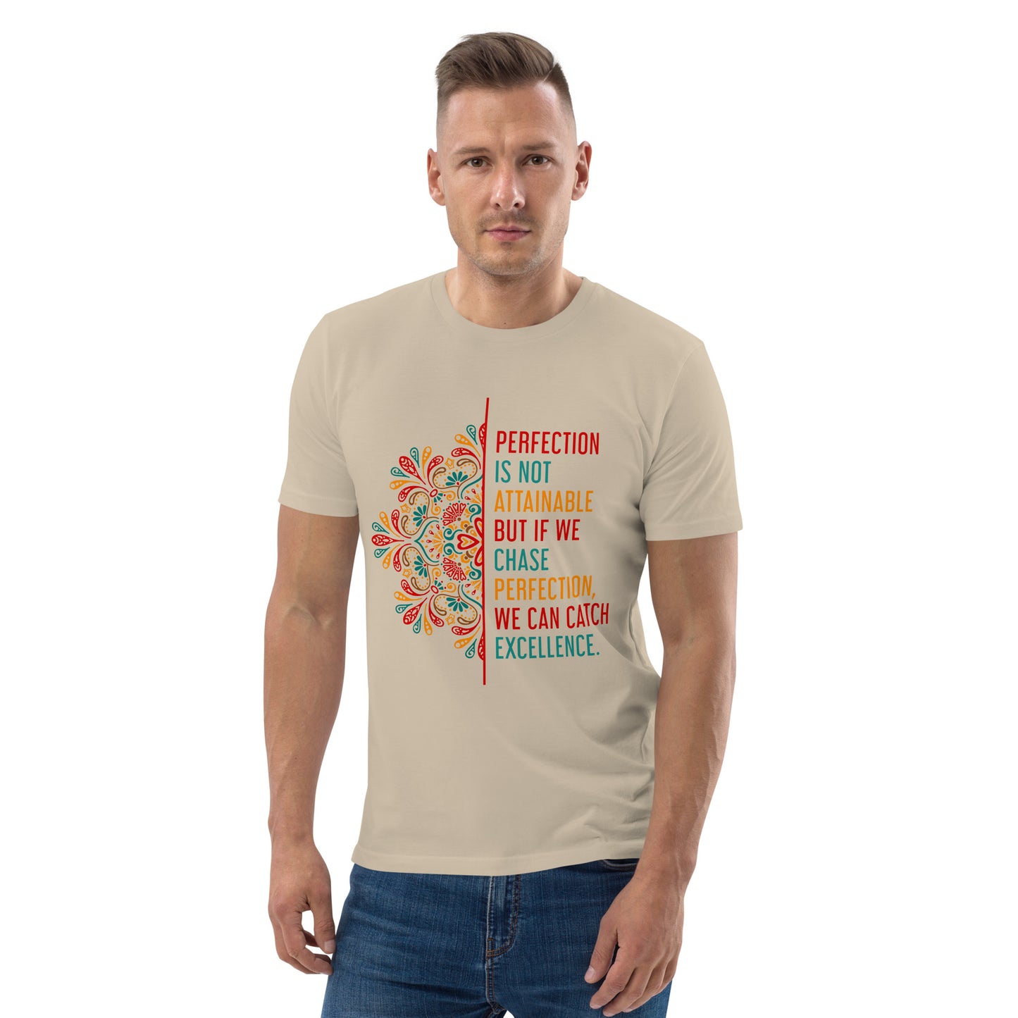 HOMAIX T-shirt unisexe en coton biologique avec message inspirant "Perfection is not attainable"