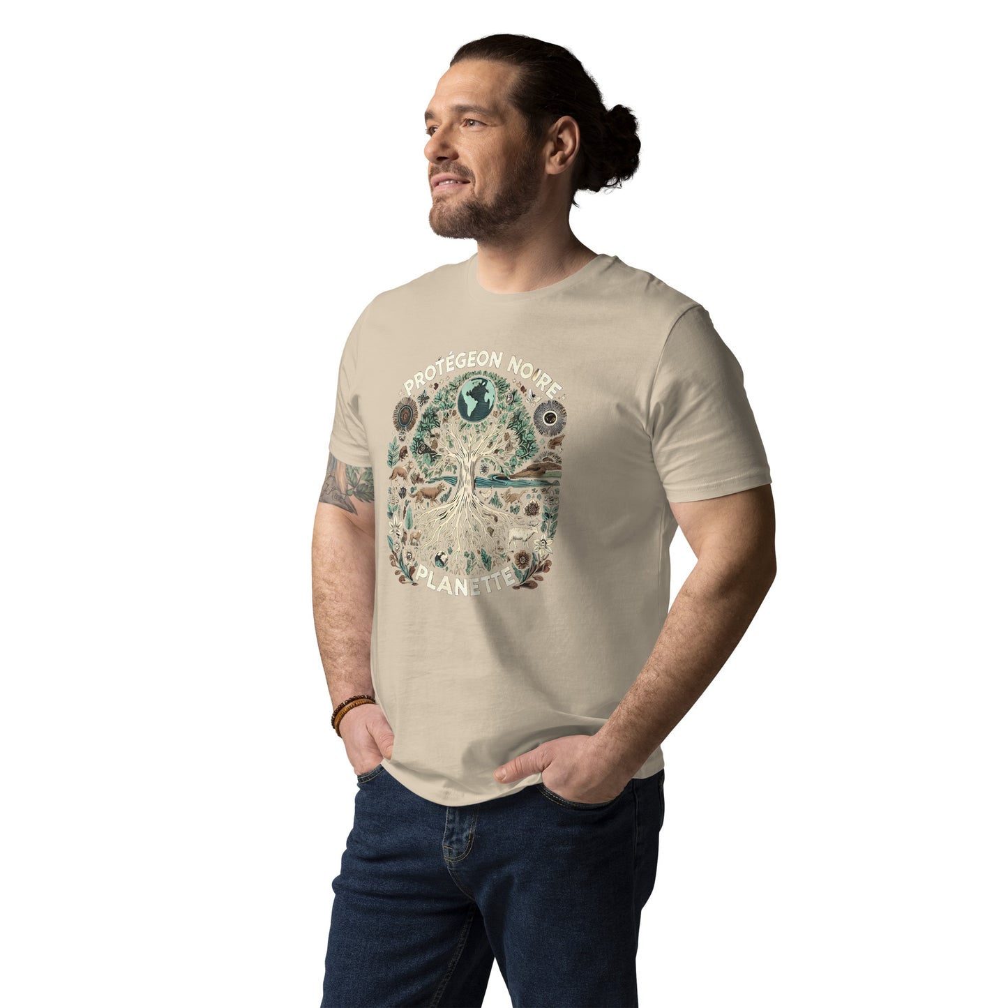 HOMAIX T-shirt unisexe en coton biologique avec design "Protégeons notre planète"