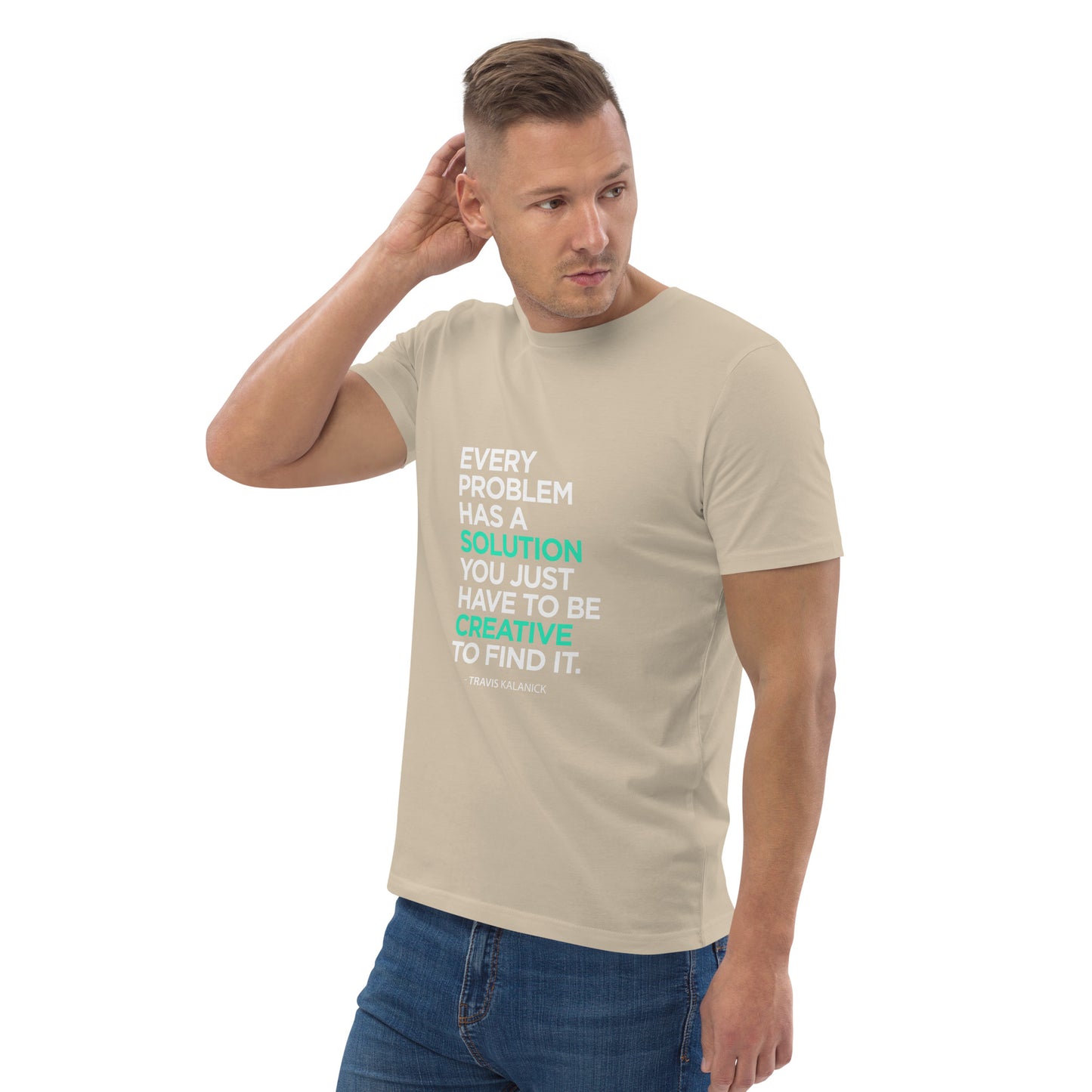 HOMAIX T-shirt unisexe en coton biologique avec message inspirant "Every problem has a solution"