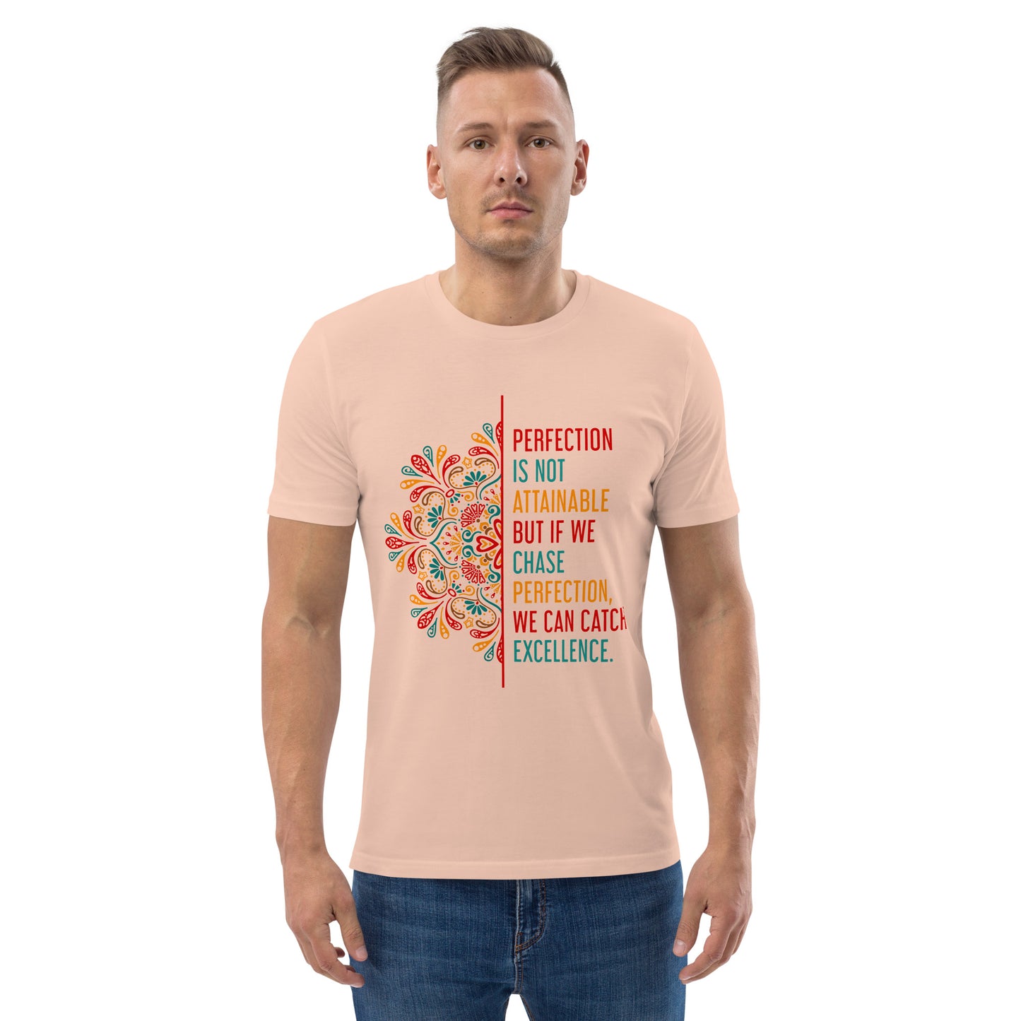 HOMAIX T-shirt unisexe en coton biologique avec message inspirant "Perfection is not attainable"