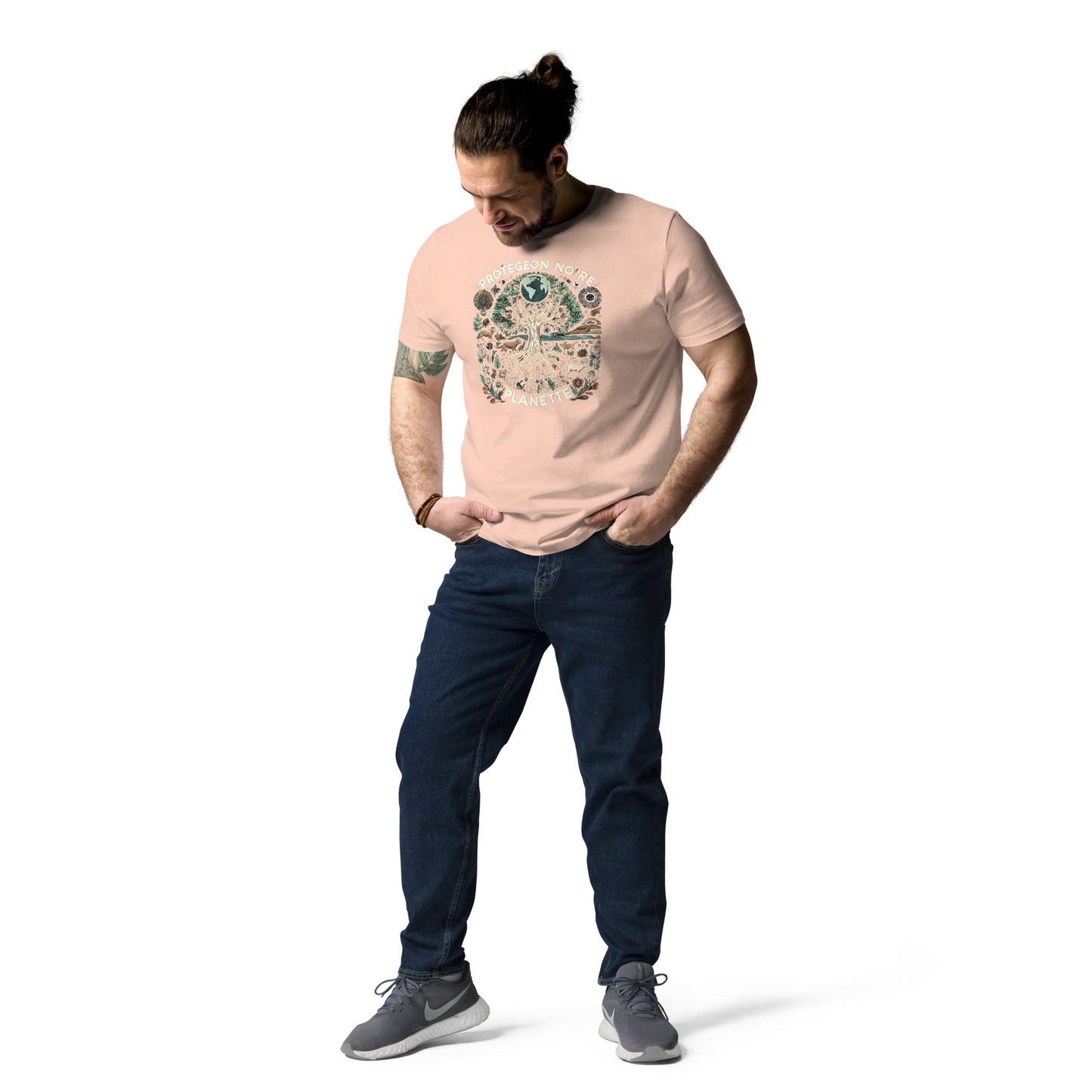 HOMAIX T-shirt unisexe en coton biologique avec design "Protégeons notre planète"