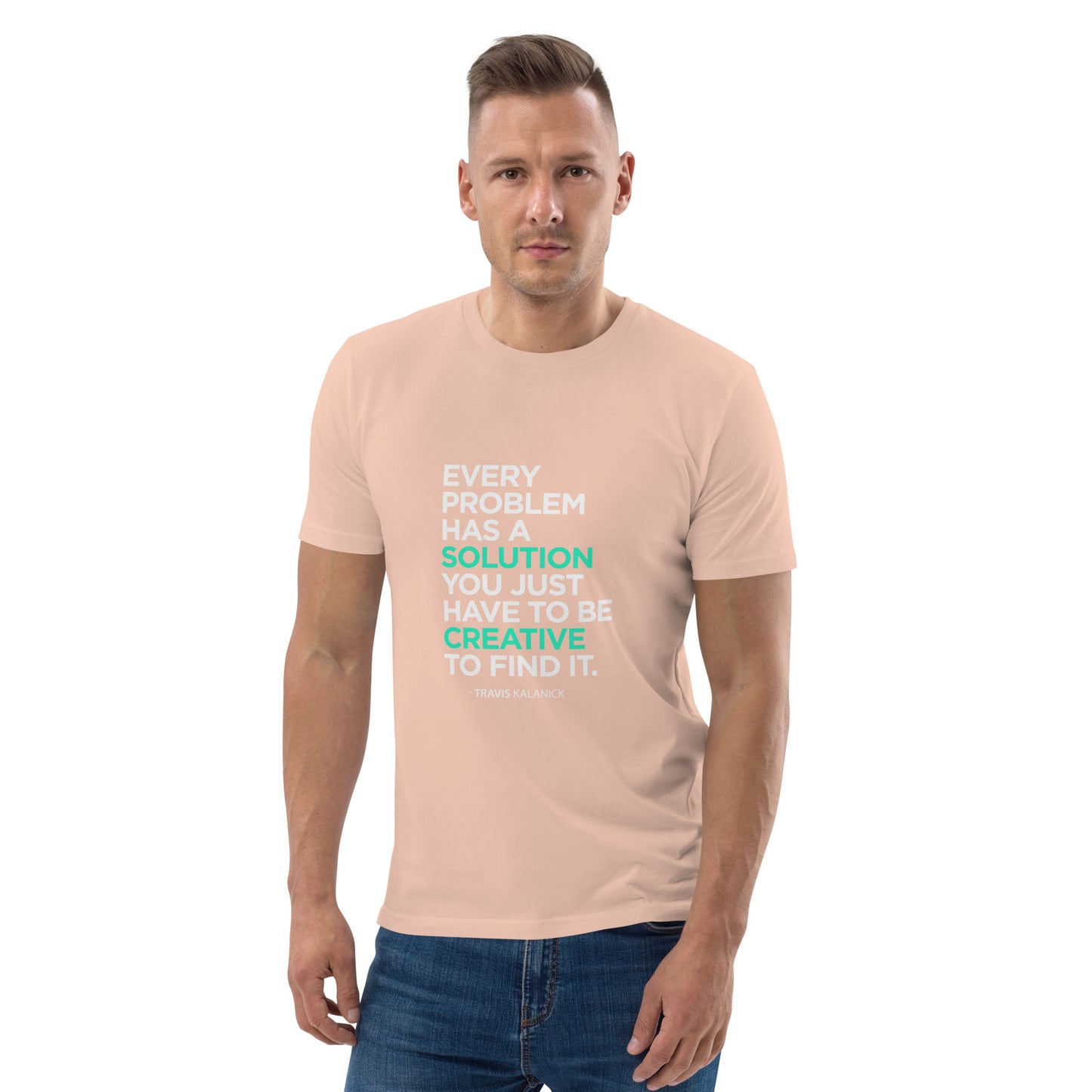 HOMAIX T-shirt unisexe en coton biologique avec message inspirant "Every problem has a solution"
