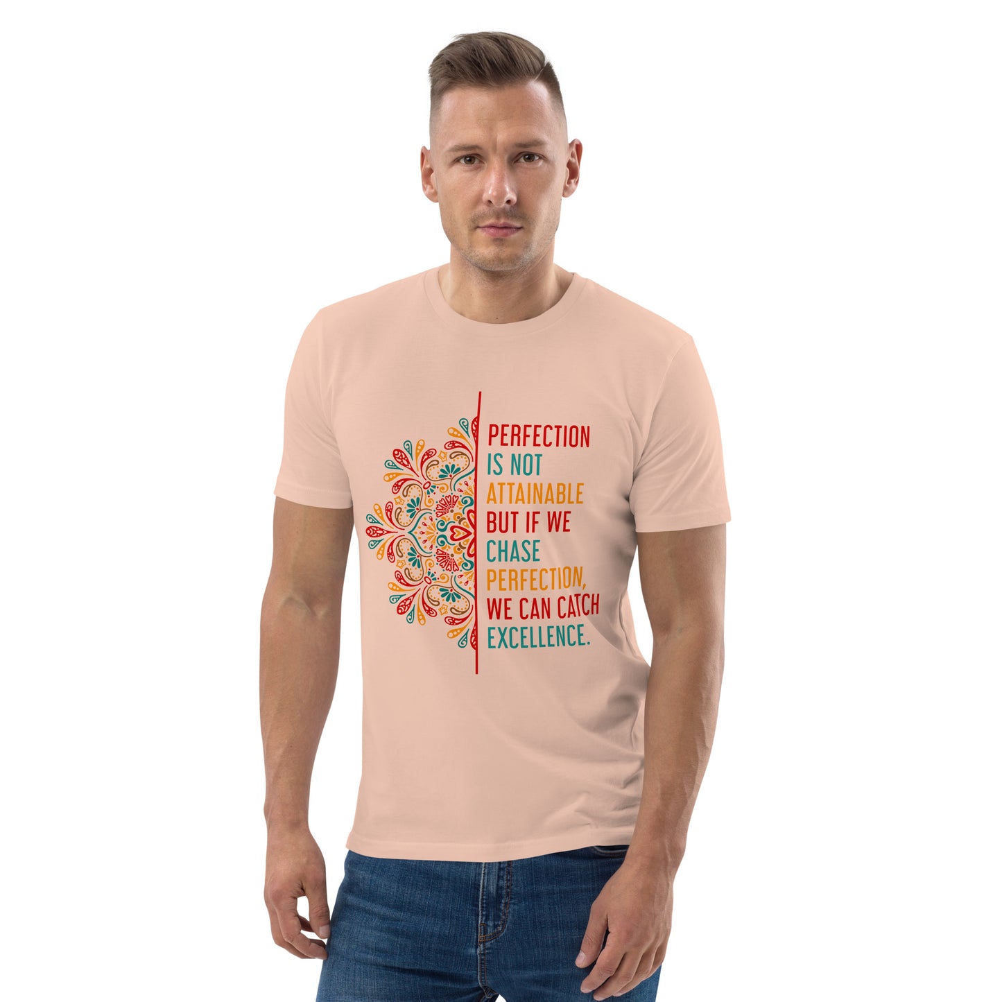 HOMAIX T-shirt unisexe en coton biologique avec message inspirant "Perfection is not attainable"