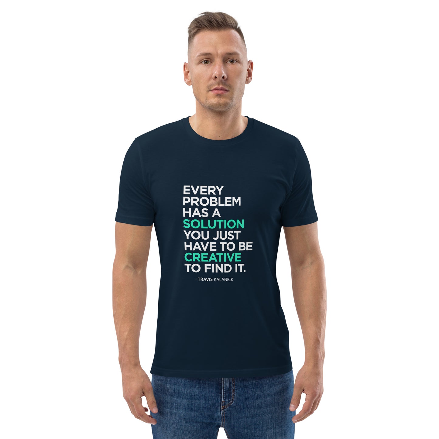 HOMAIX T-shirt unisexe en coton biologique avec message inspirant "Every problem has a solution"