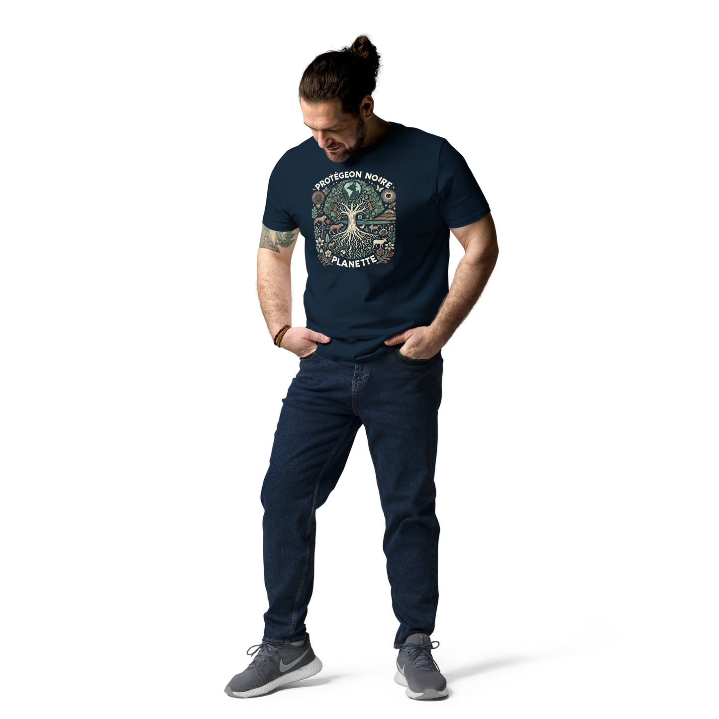HOMAIX T-shirt unisexe en coton biologique avec design "Protégeons notre planète"