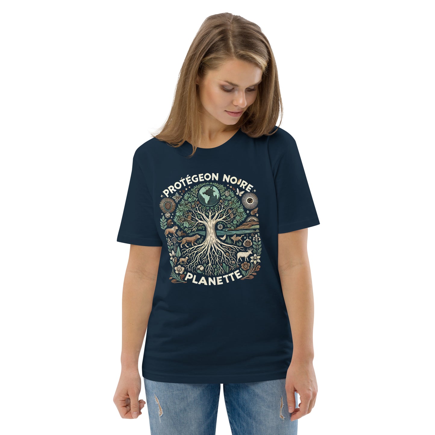 HOMAIX T-shirt unisexe en coton biologique avec design "Protégeons notre planète"