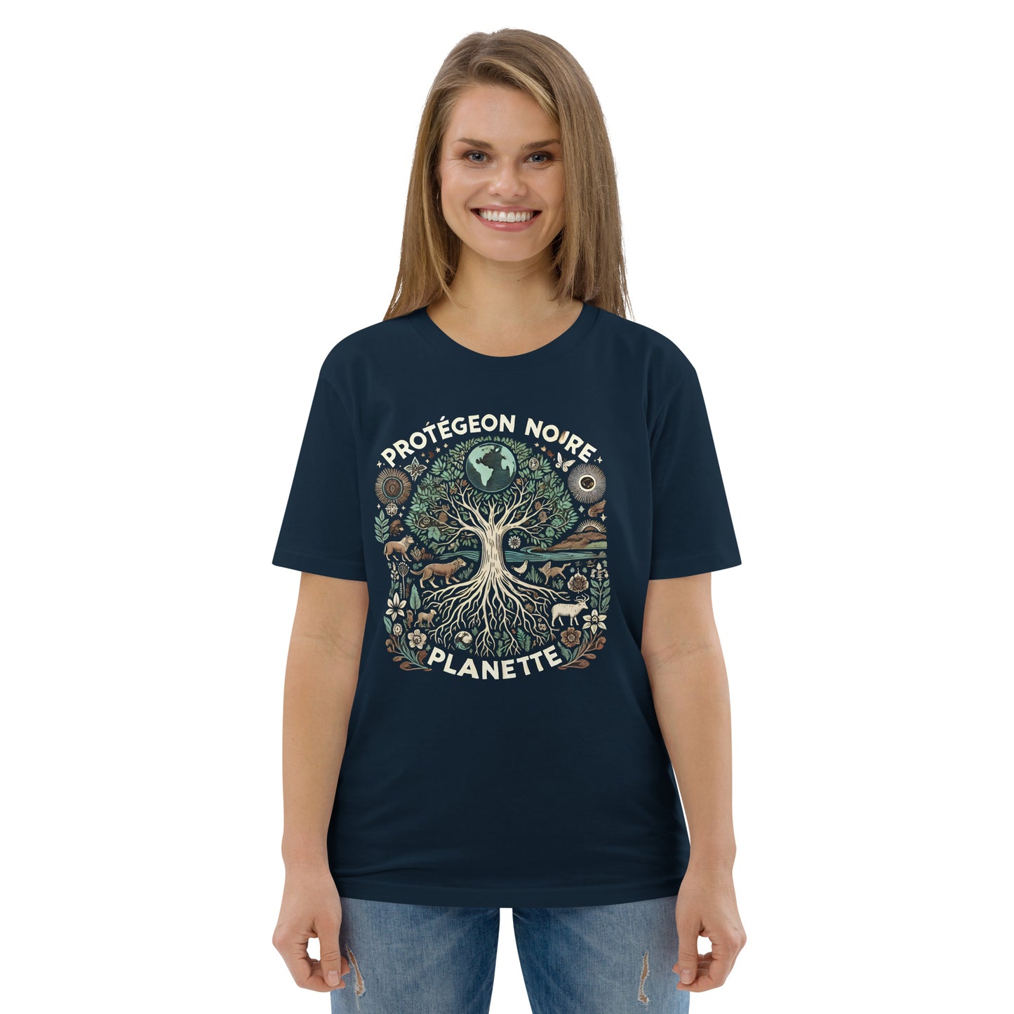 HOMAIX T-shirt unisexe en coton biologique avec design "Protégeons notre planète"