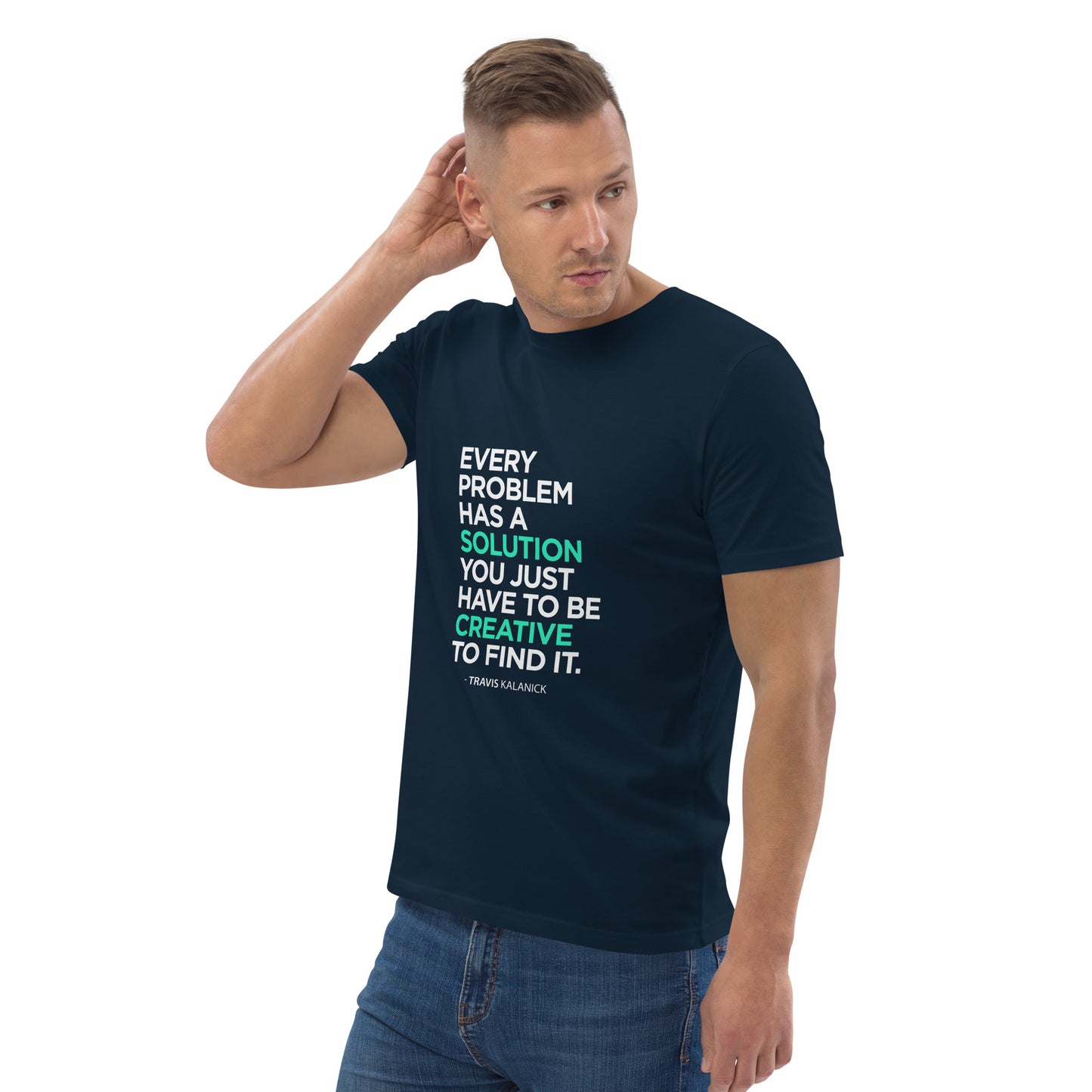 HOMAIX T-shirt unisexe en coton biologique avec message inspirant "Every problem has a solution"