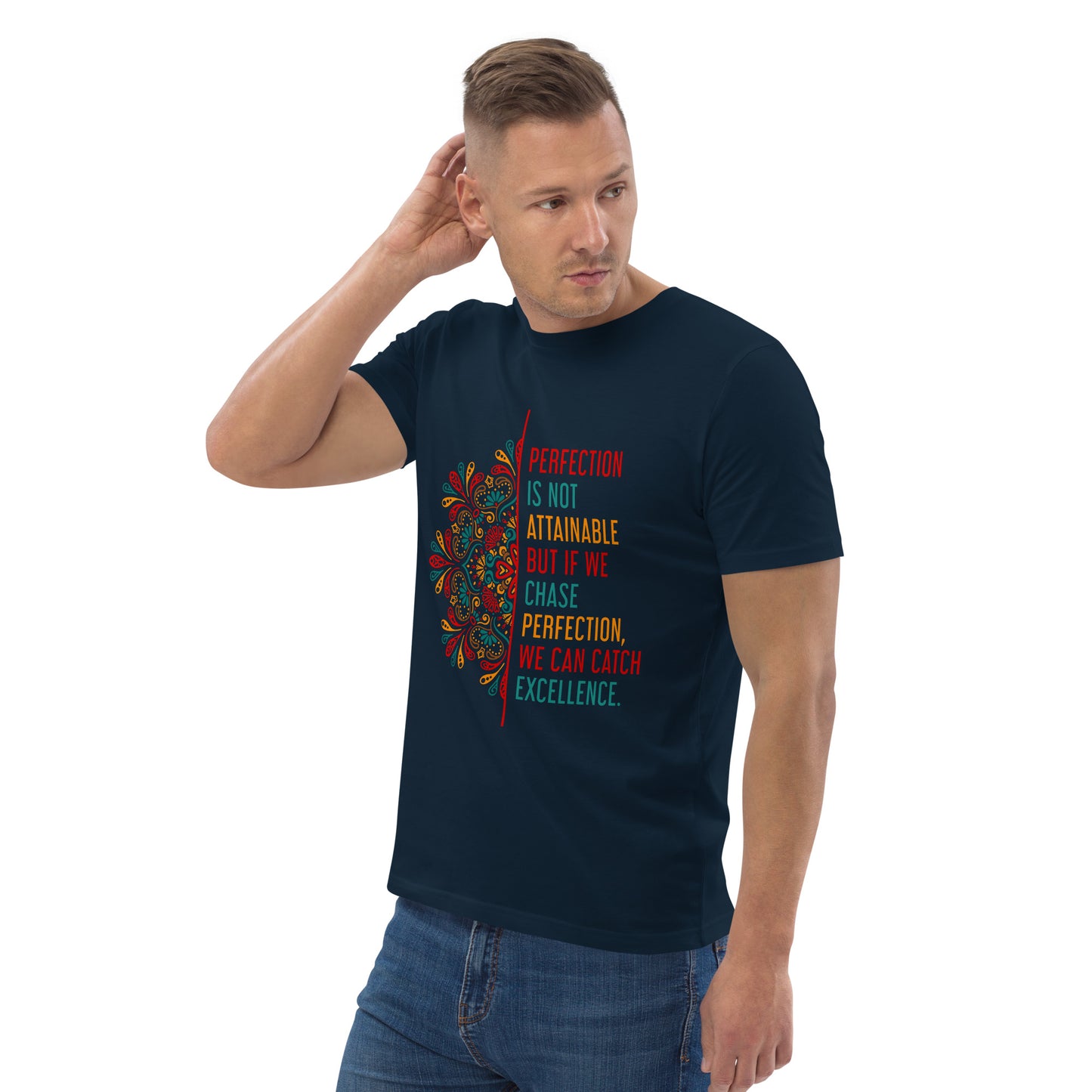 HOMAIX T-shirt unisexe en coton biologique avec message inspirant "Perfection is not attainable"
