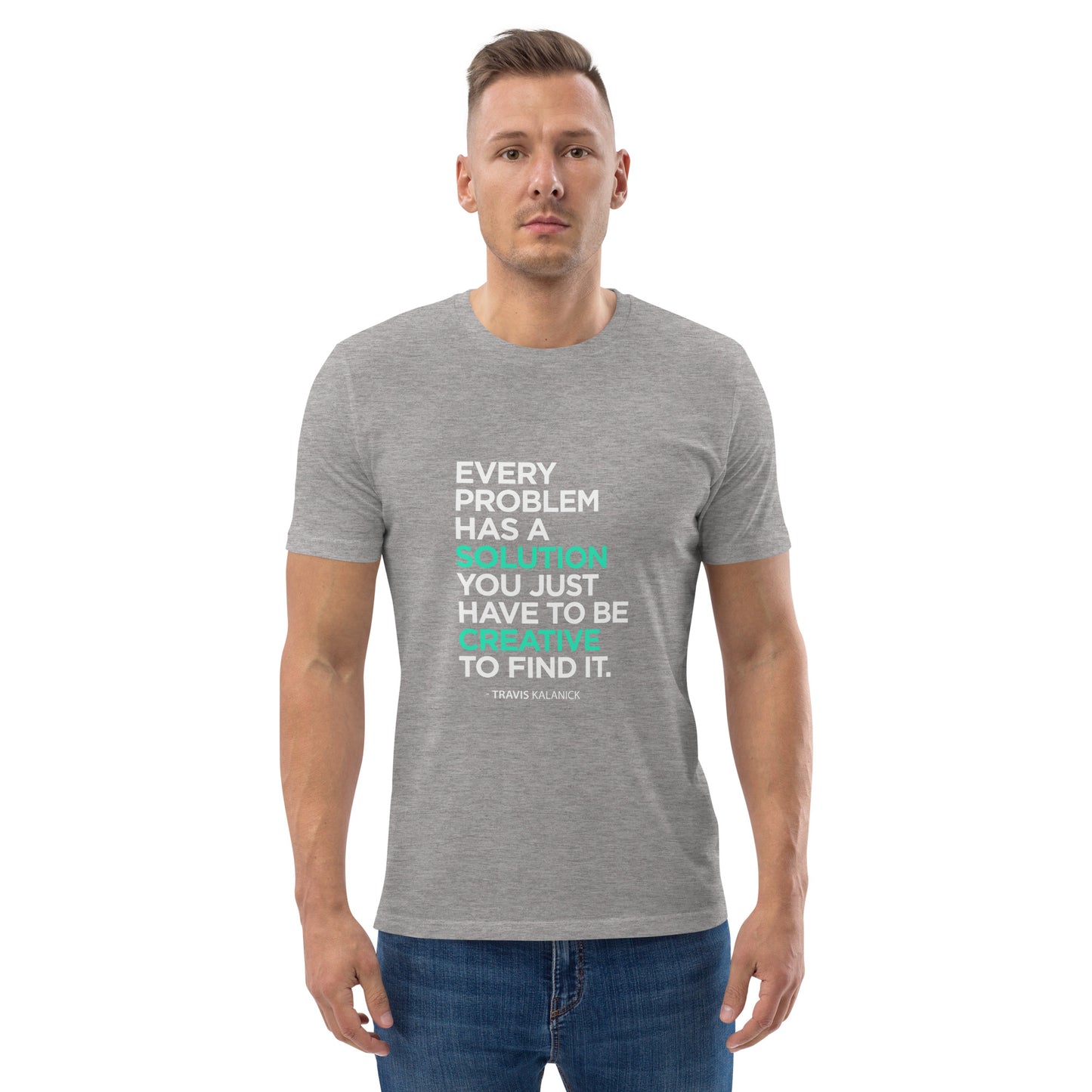 HOMAIX T-shirt unisexe en coton biologique avec message inspirant "Every problem has a solution"
