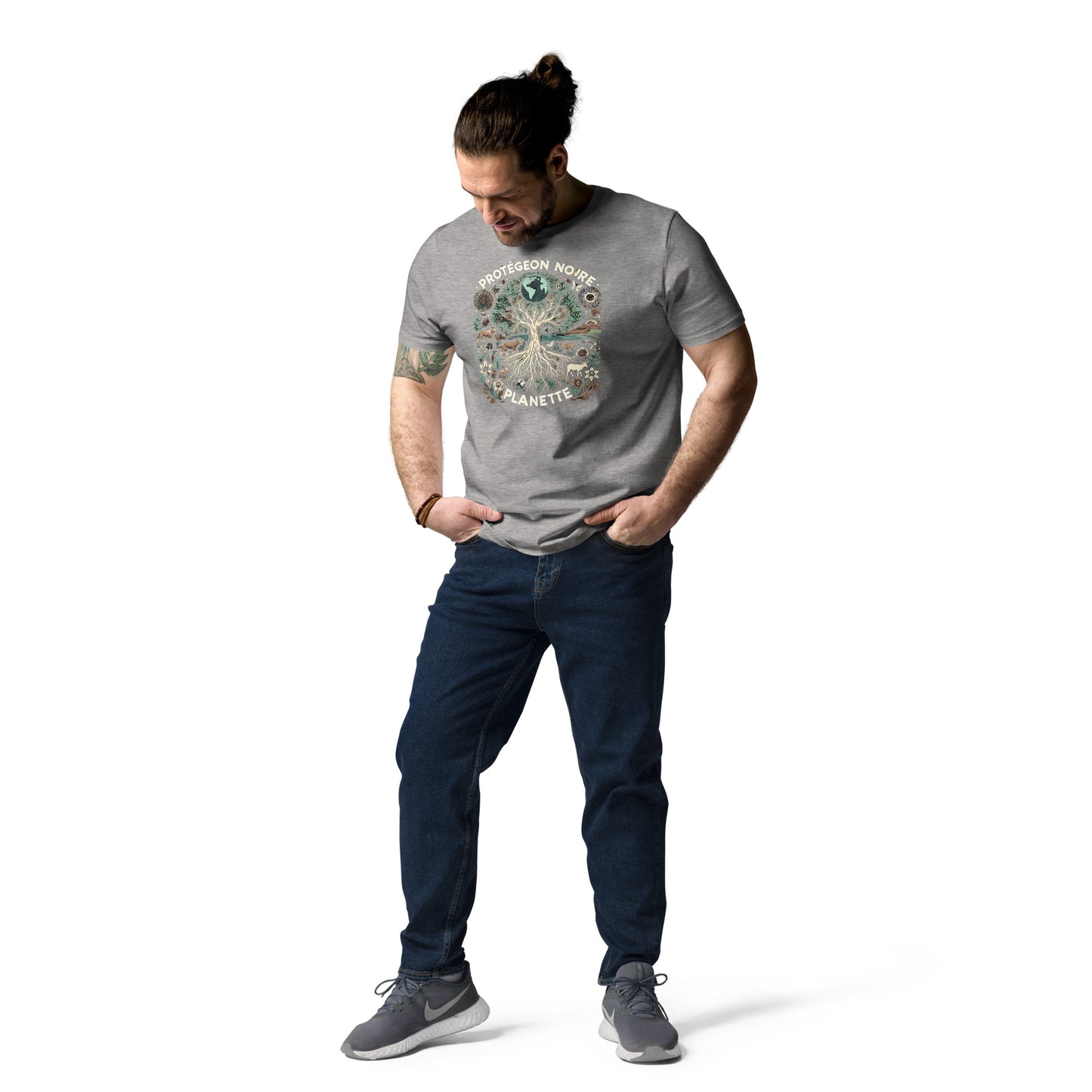 HOMAIX T-shirt unisexe en coton biologique avec design "Protégeons notre planète"