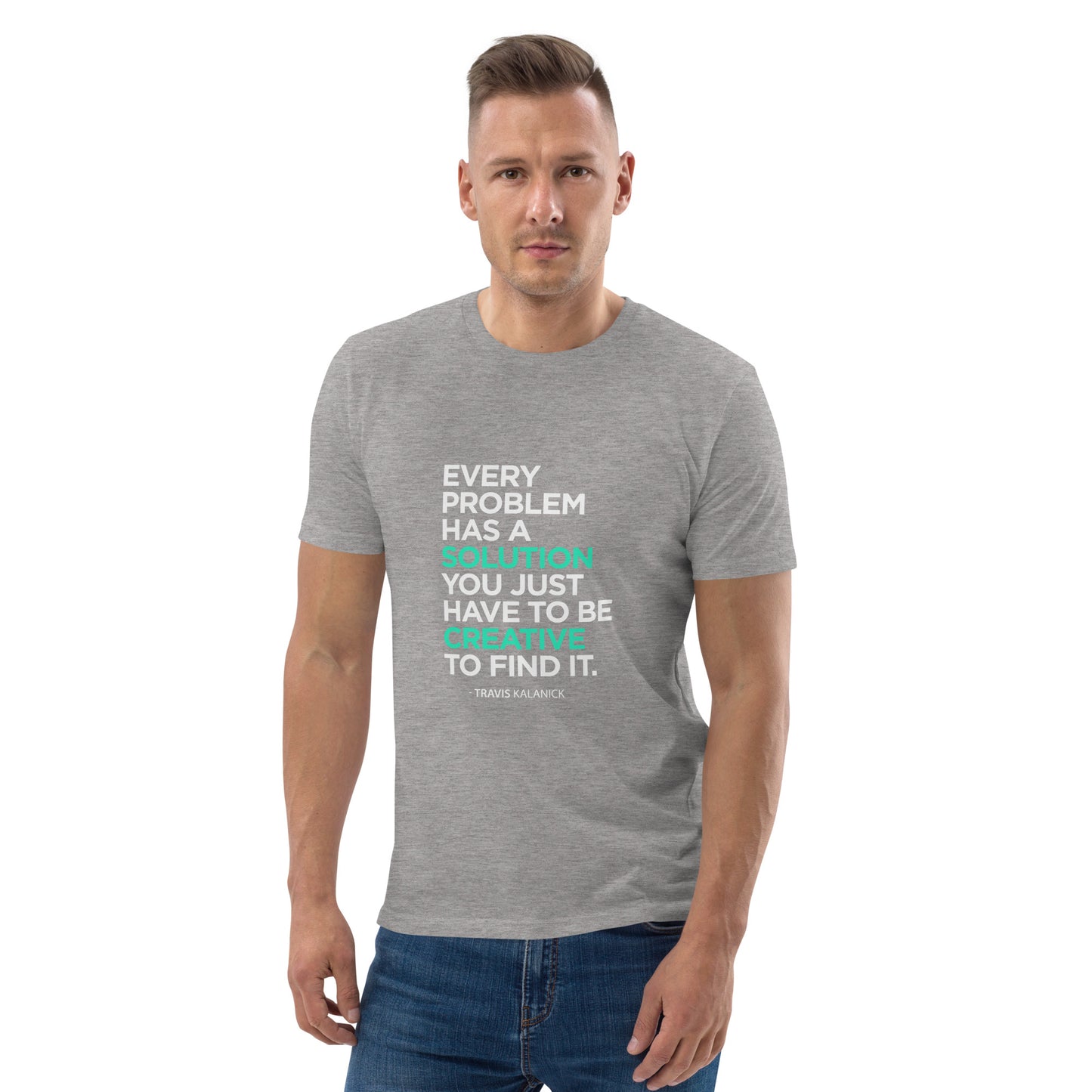HOMAIX T-shirt unisexe en coton biologique avec message inspirant "Every problem has a solution"
