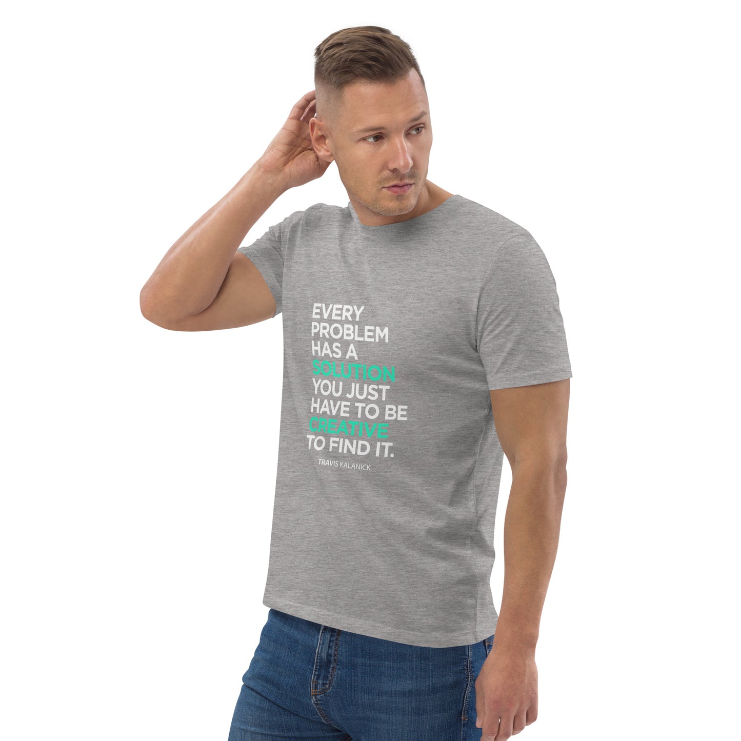 HOMAIX T-shirt unisexe en coton biologique avec message inspirant "Every problem has a solution"
