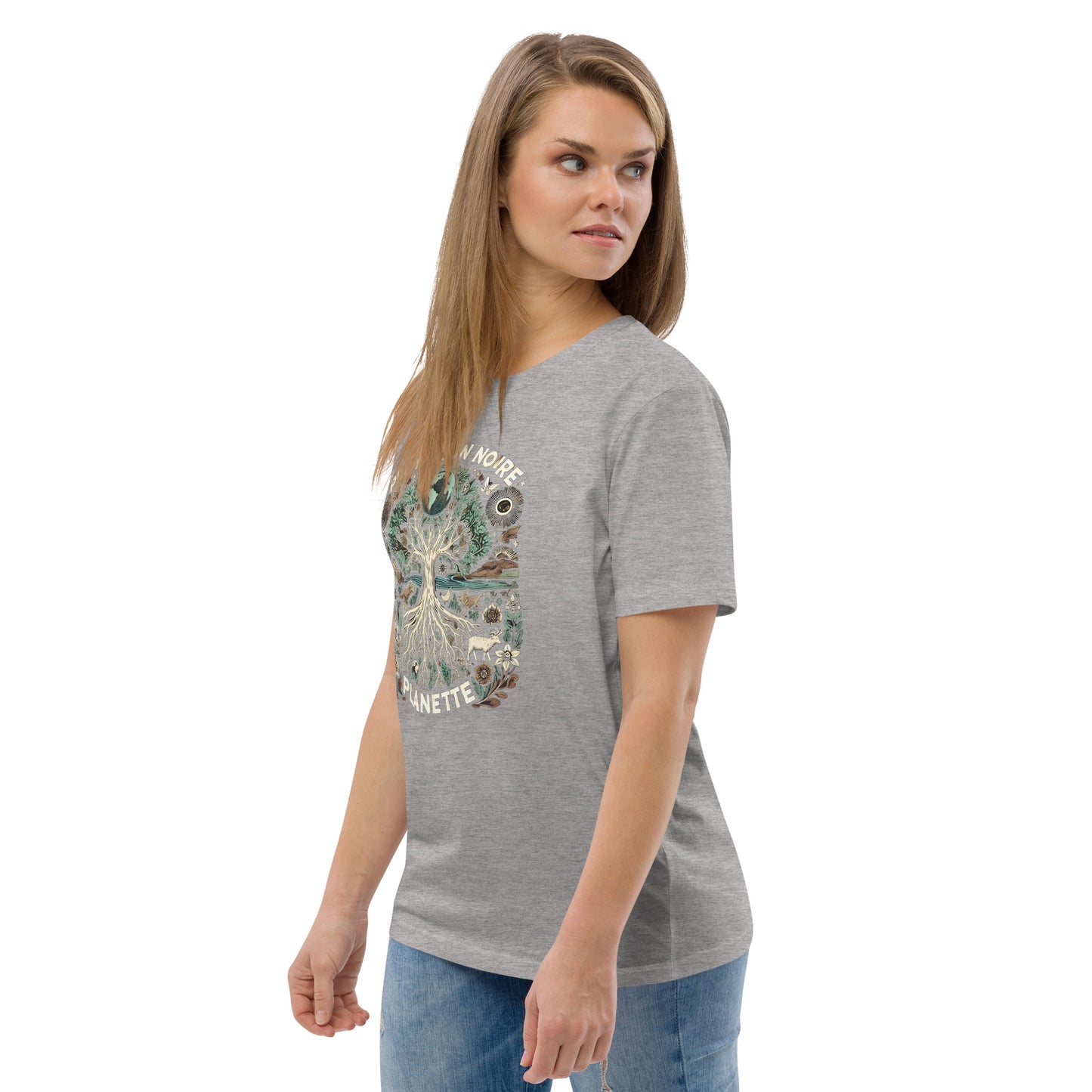 HOMAIX T-shirt unisexe en coton biologique avec design "Protégeons notre planète"