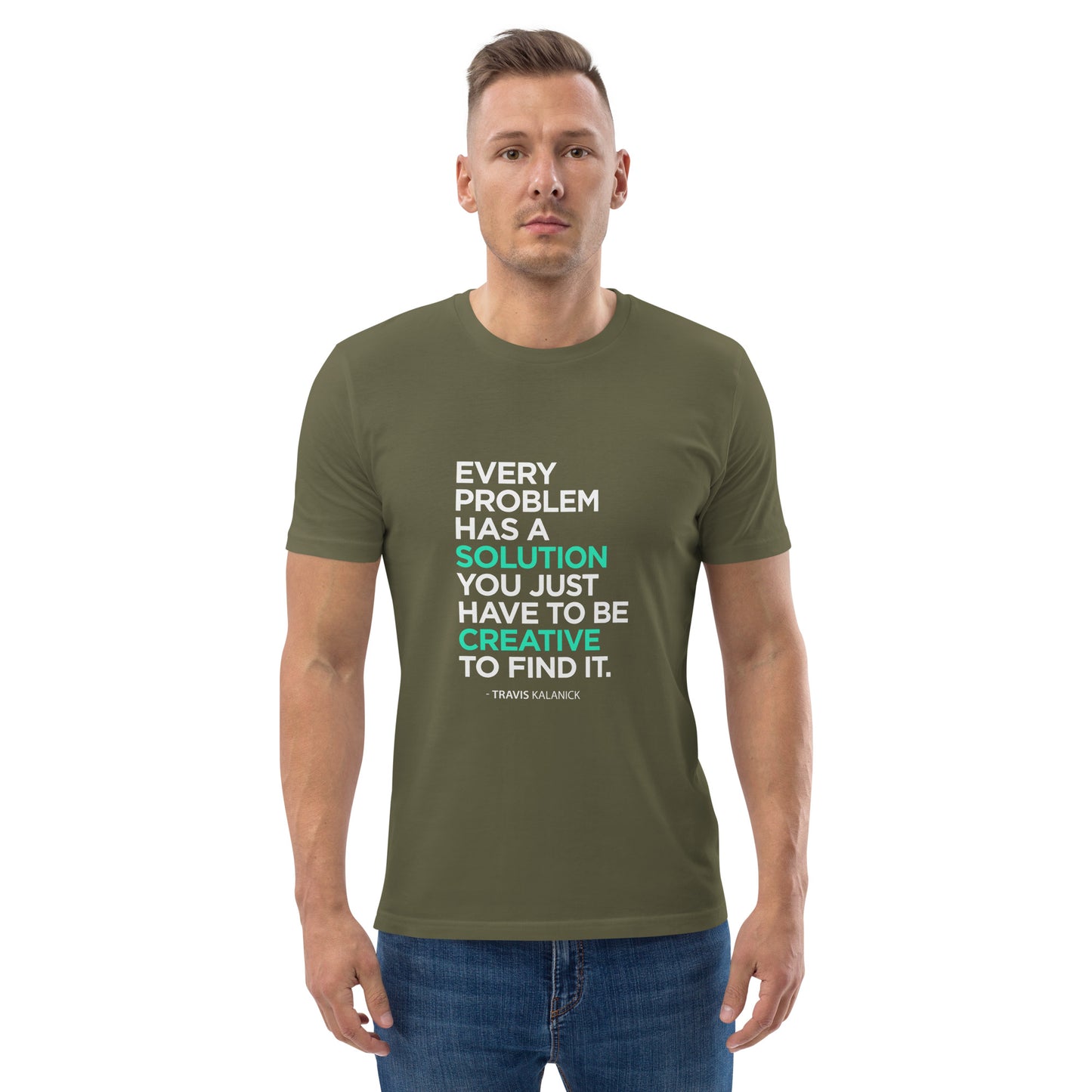 HOMAIX T-shirt unisexe en coton biologique avec message inspirant "Every problem has a solution"