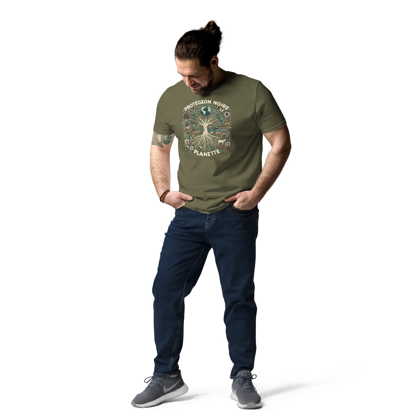 HOMAIX T-shirt unisexe en coton biologique avec design "Protégeons notre planète"