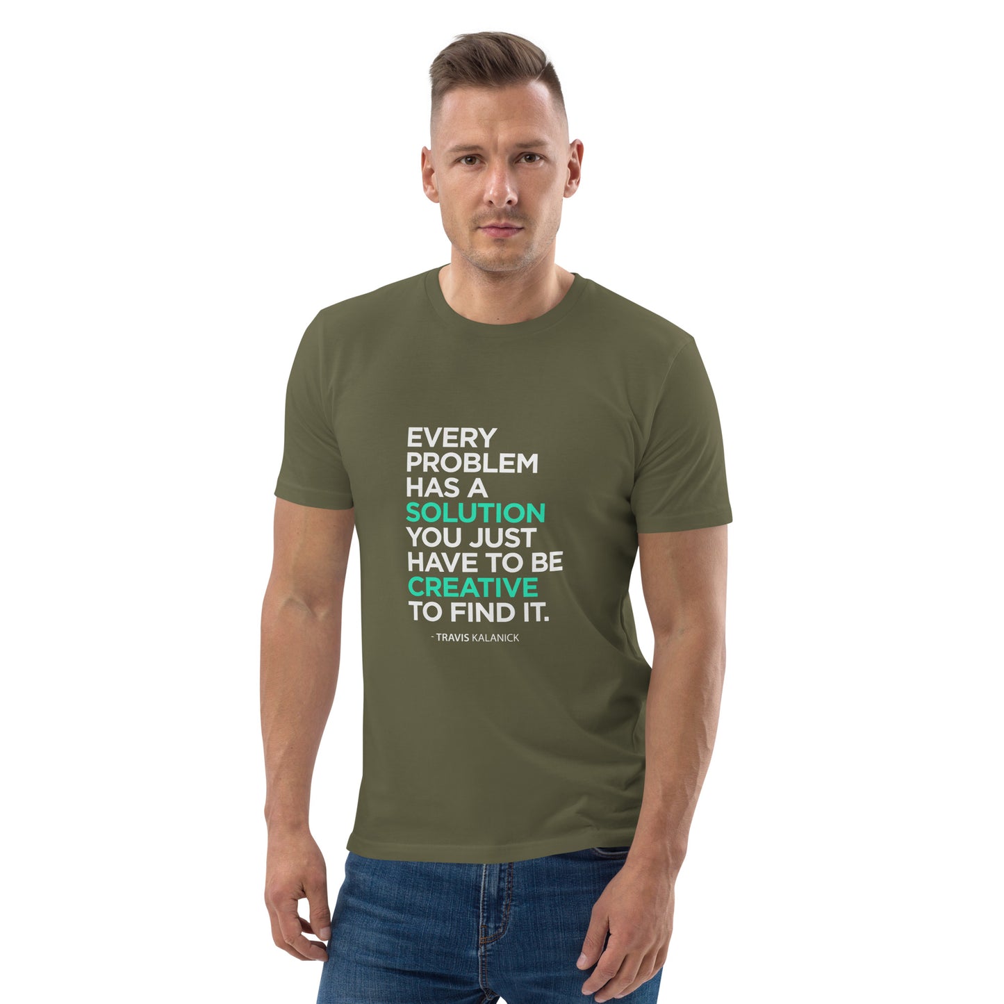 HOMAIX T-shirt unisexe en coton biologique avec message inspirant "Every problem has a solution"