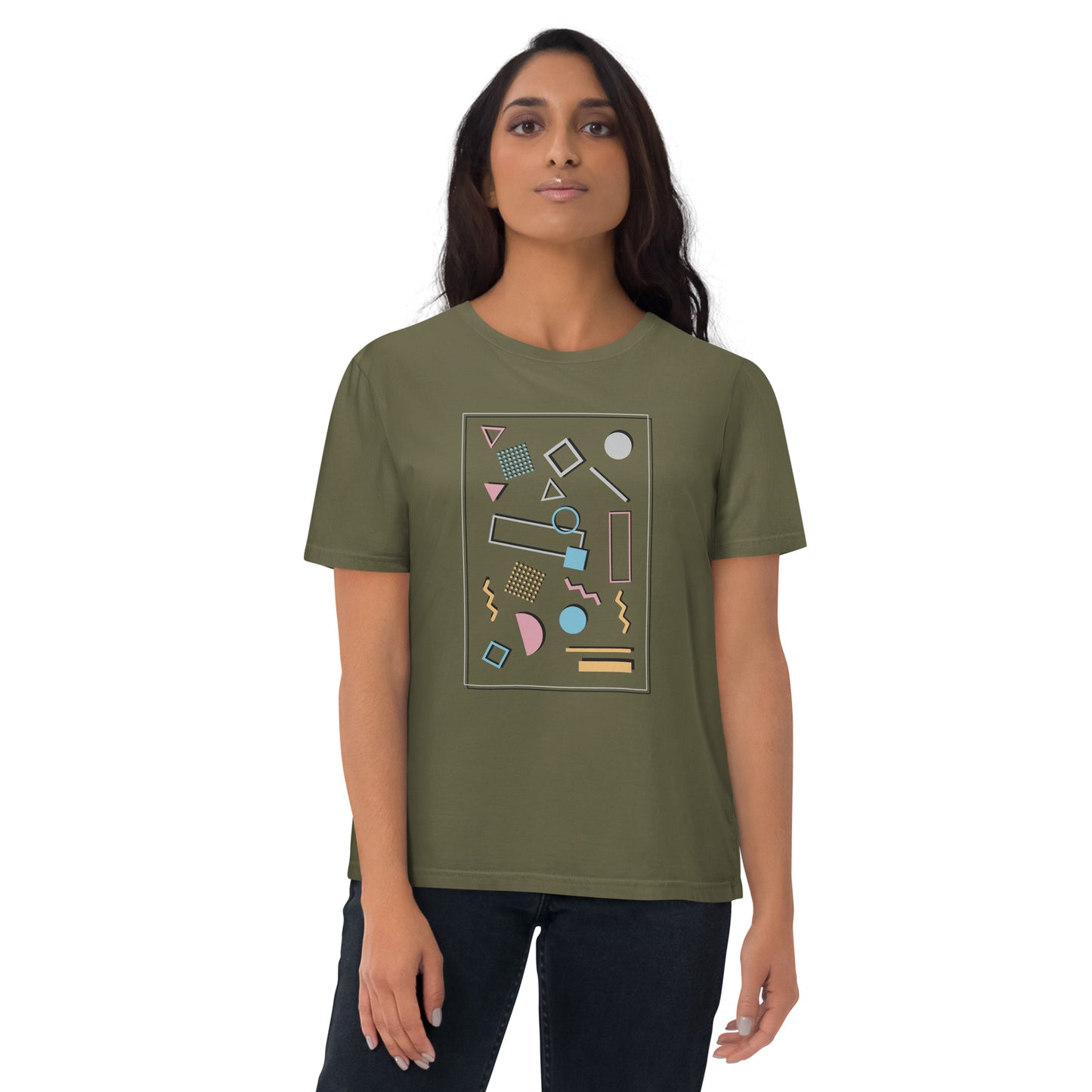 HOMAIX T-shirt unisexe en coton biologique avec design géométrique abstrait