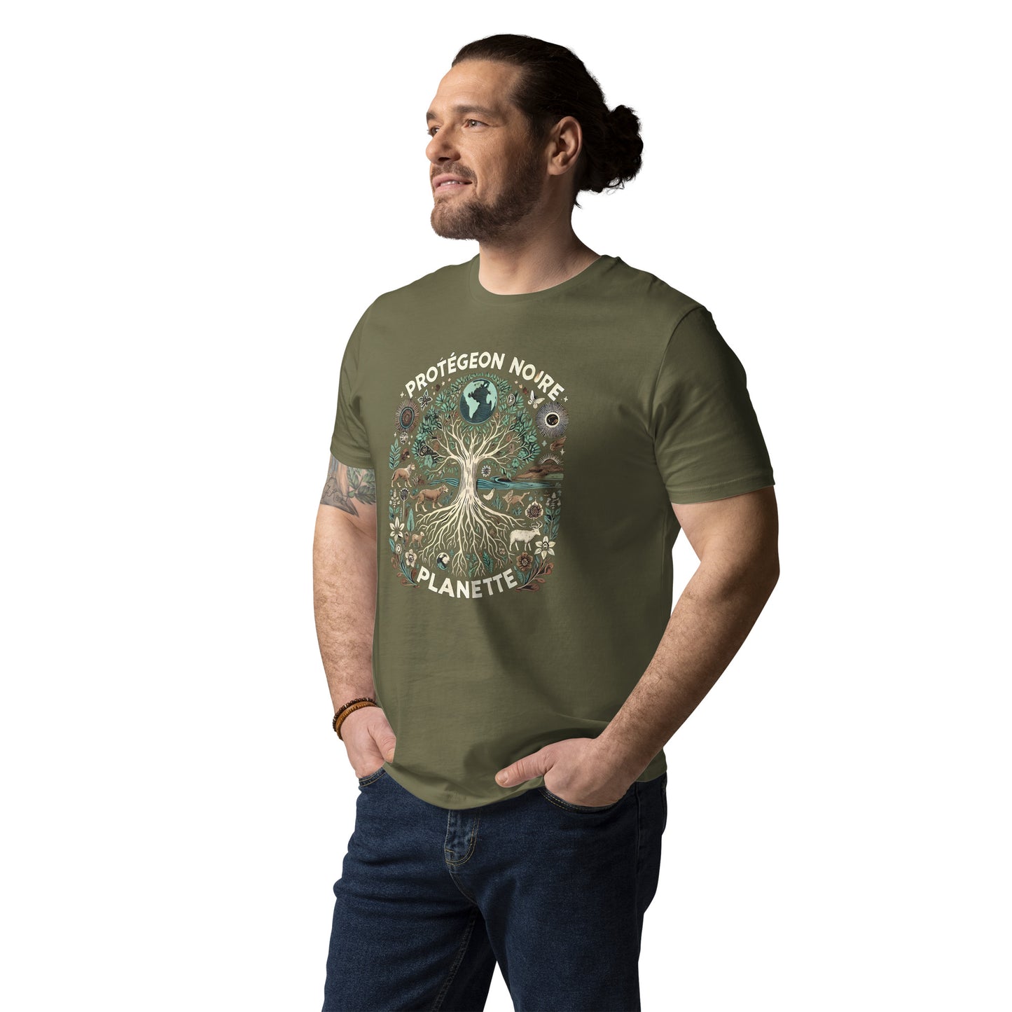 HOMAIX T-shirt unisexe en coton biologique avec design "Protégeons notre planète"